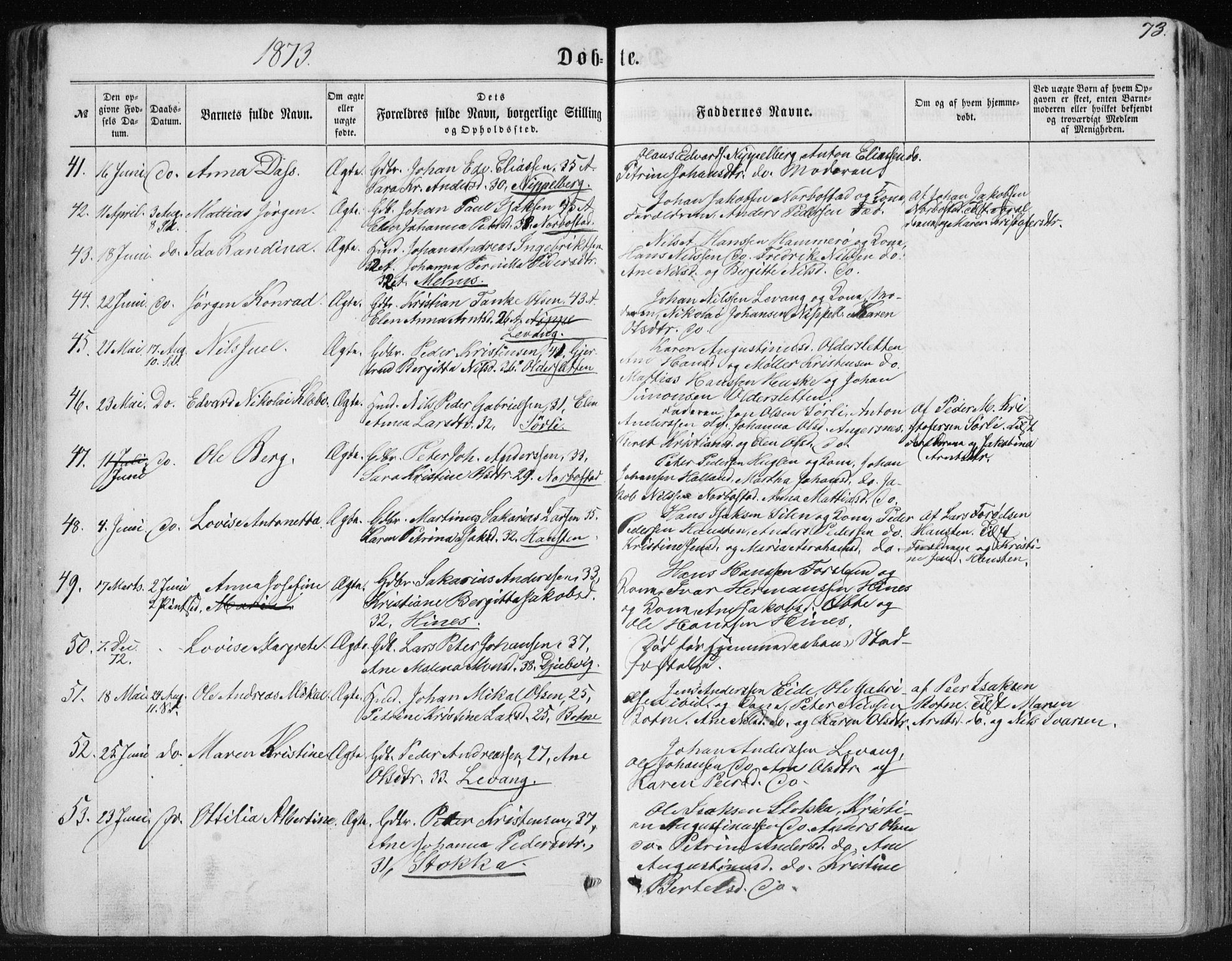 Ministerialprotokoller, klokkerbøker og fødselsregistre - Nordland, AV/SAT-A-1459/838/L0556: Parish register (copy) no. 838C03, 1861-1893, p. 73