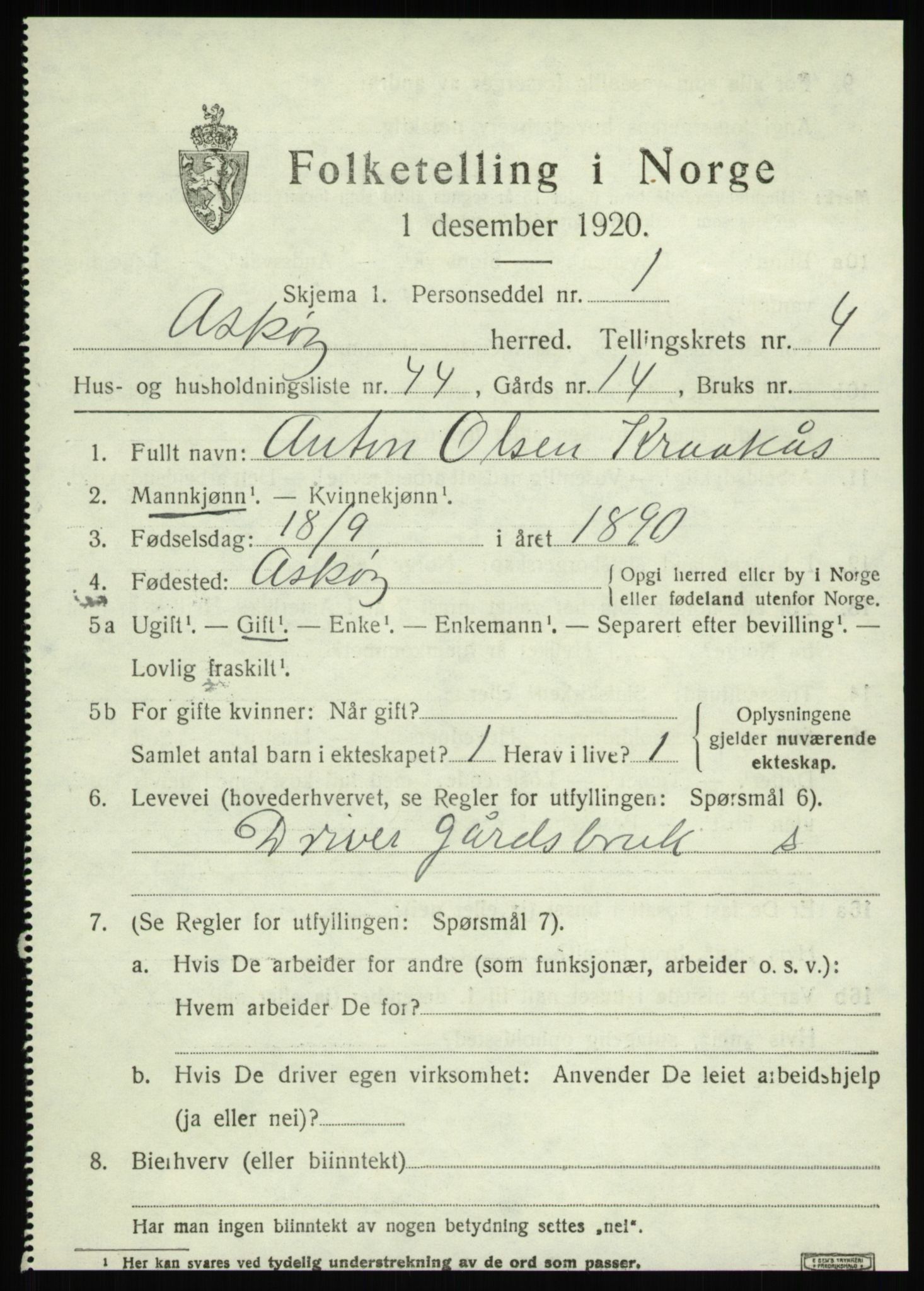 SAB, 1920 census for Askøy, 1920, p. 8162