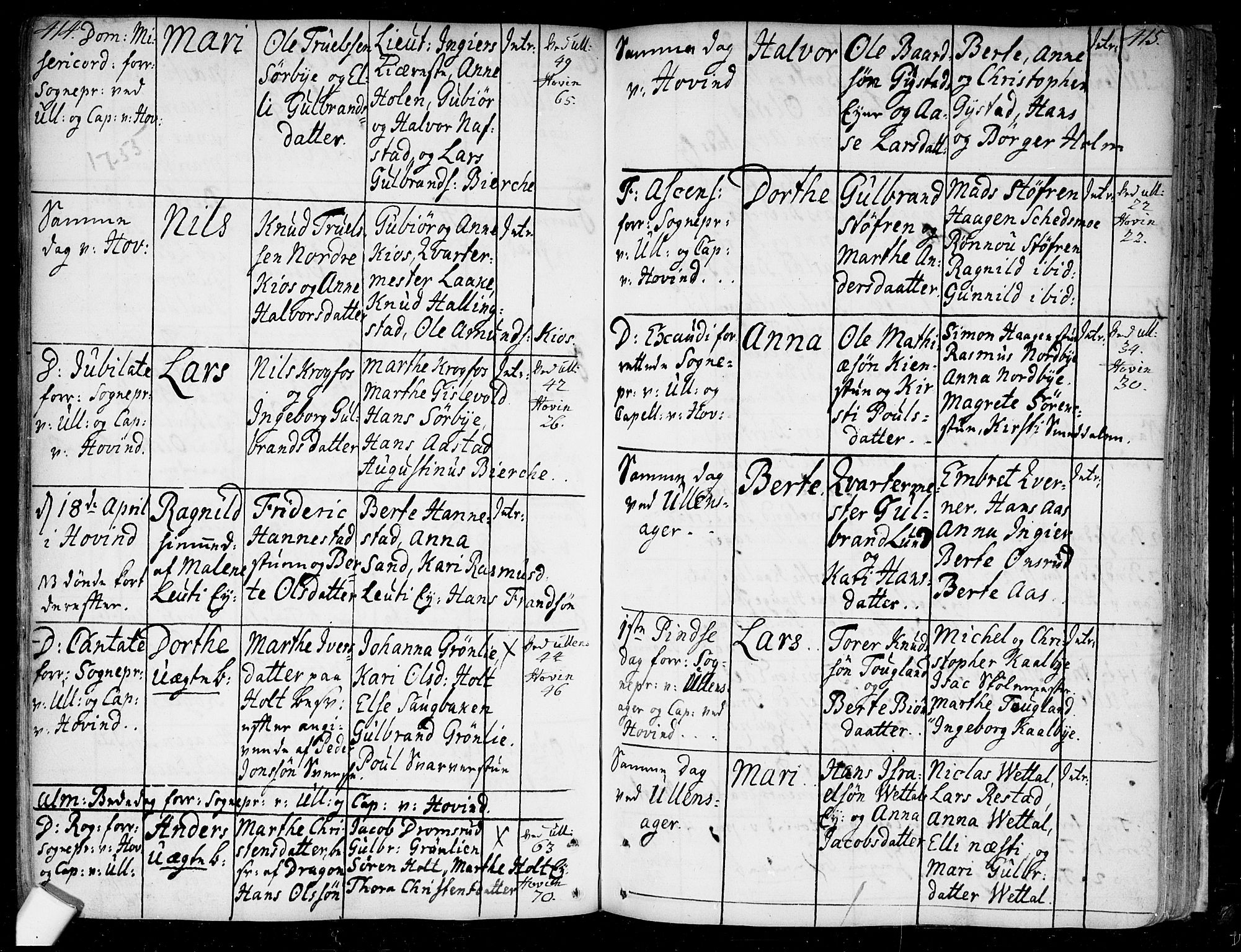 Ullensaker prestekontor Kirkebøker, AV/SAO-A-10236a/F/Fa/L0005: Parish register (official) no. I 5, 1733-1762, p. 414-415