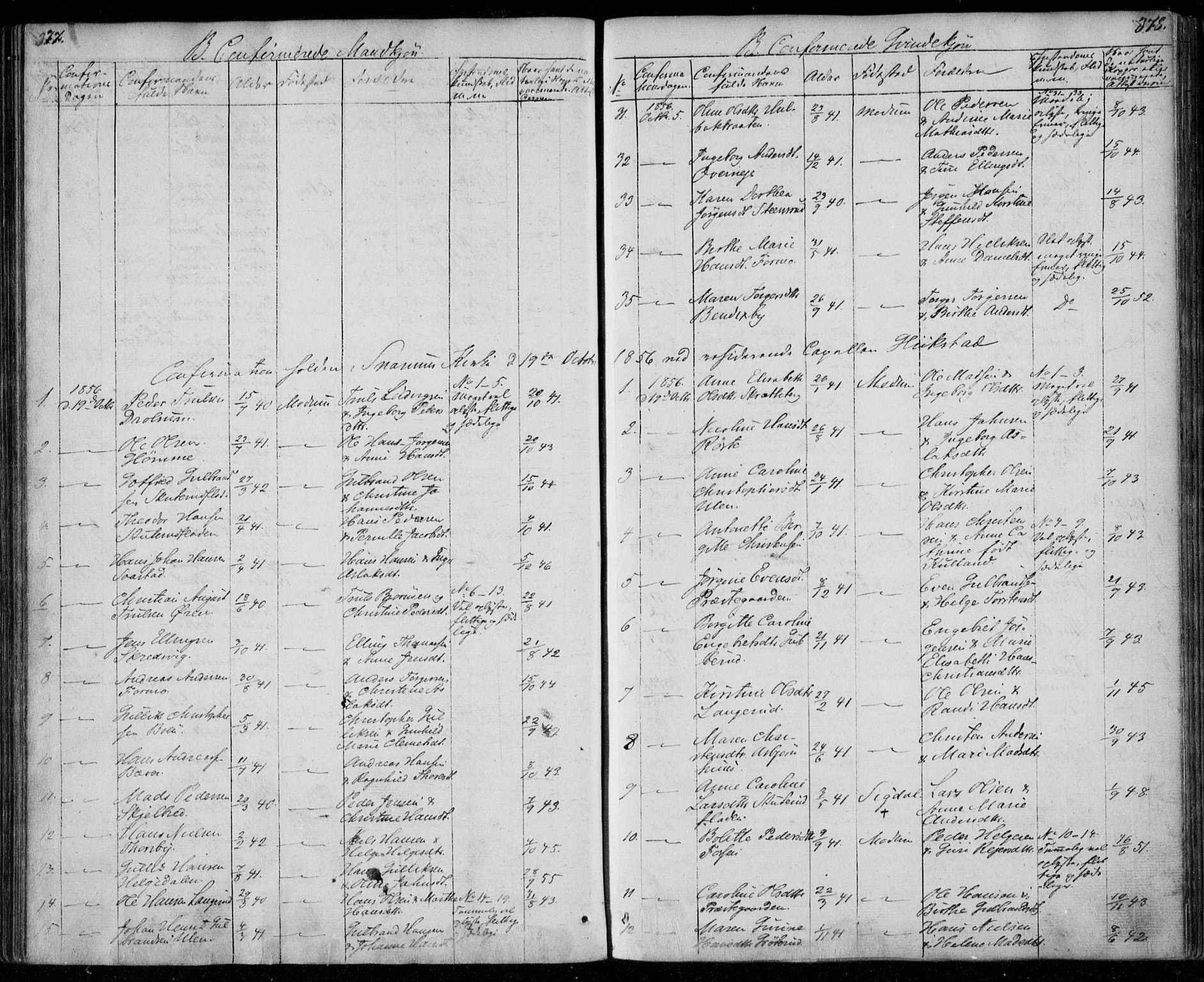 Modum kirkebøker, AV/SAKO-A-234/F/Fa/L0008: Parish register (official) no. 8, 1851-1859, p. 377-378