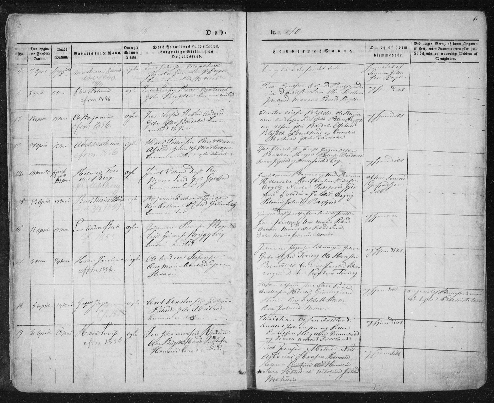 Ministerialprotokoller, klokkerbøker og fødselsregistre - Nordland, AV/SAT-A-1459/838/L0549: Parish register (official) no. 838A07, 1840-1854, p. 6