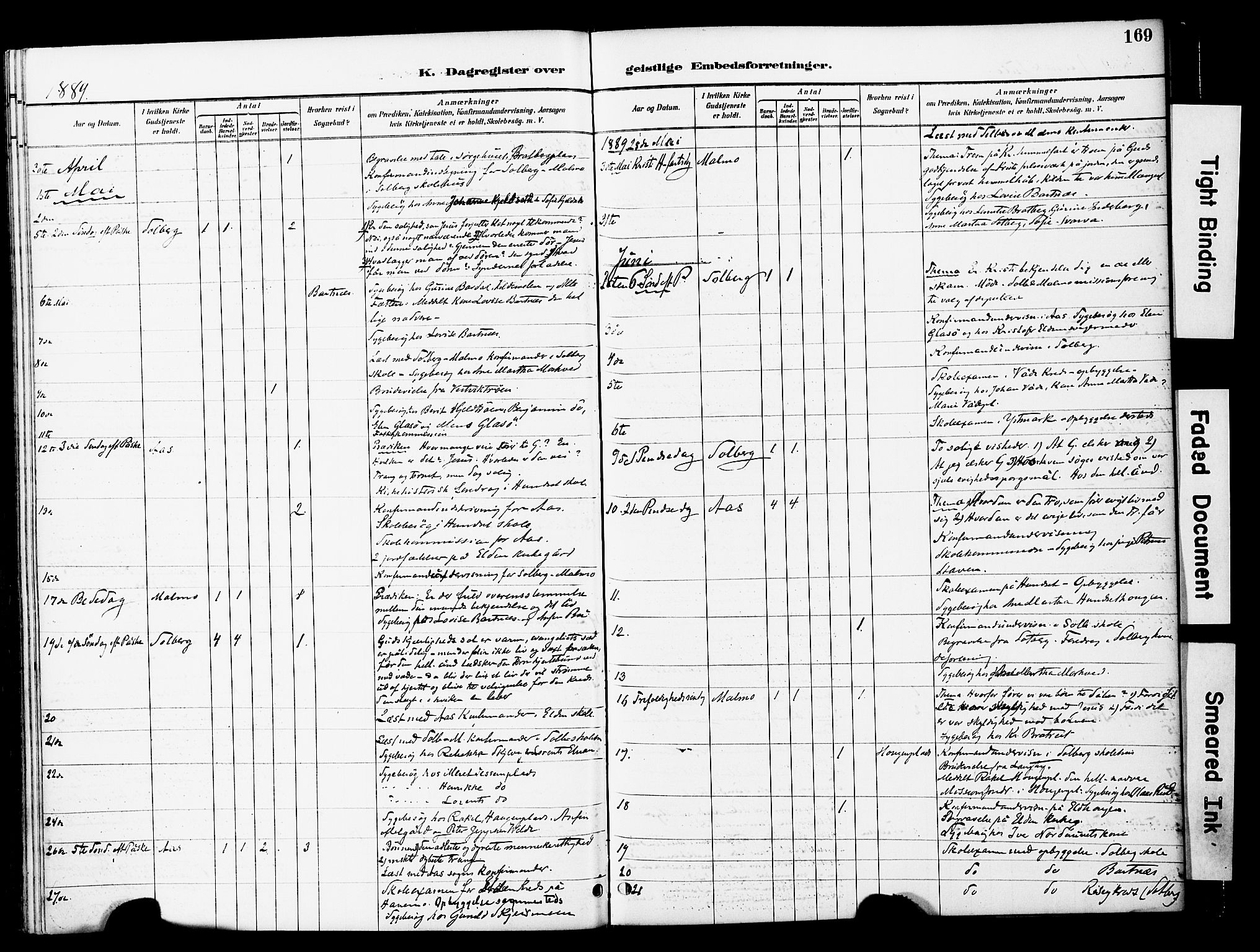 Ministerialprotokoller, klokkerbøker og fødselsregistre - Nord-Trøndelag, AV/SAT-A-1458/741/L0396: Parish register (official) no. 741A10, 1889-1901, p. 169