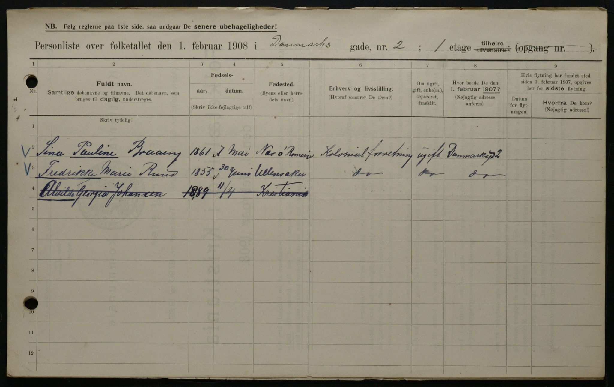 OBA, Municipal Census 1908 for Kristiania, 1908, p. 13630