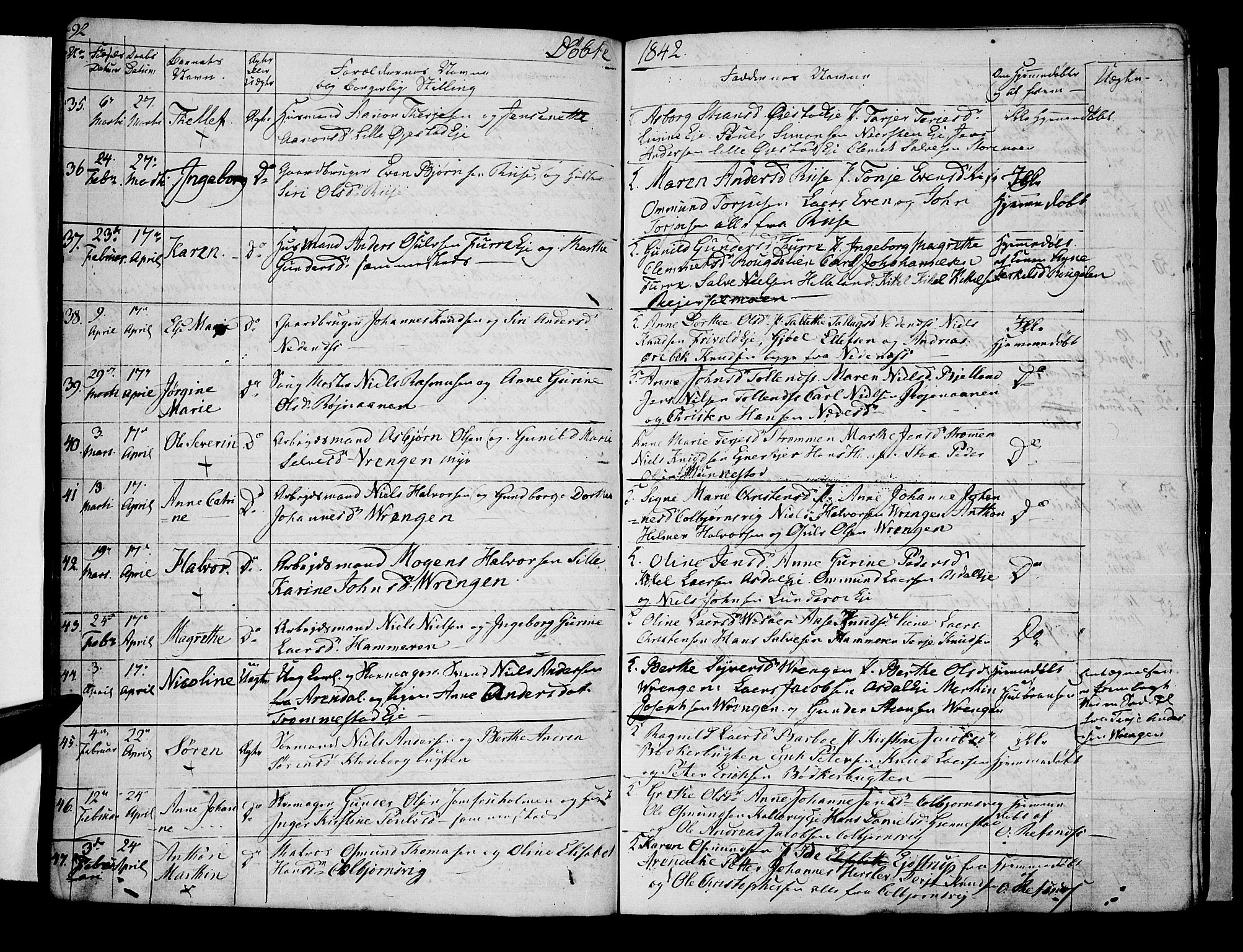 Øyestad sokneprestkontor, AV/SAK-1111-0049/F/Fb/L0005: Parish register (copy) no. B 5, 1833-1843, p. 92