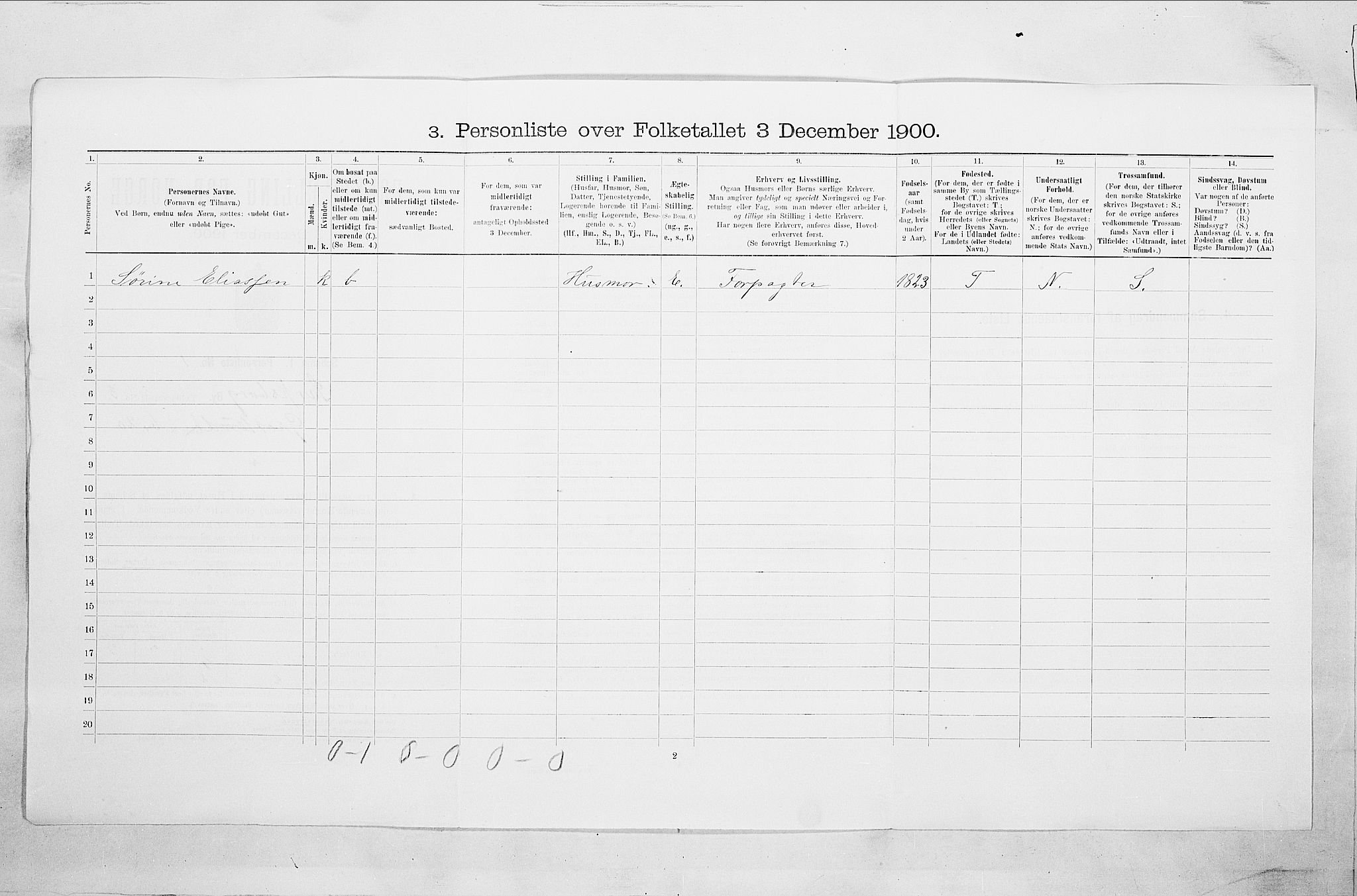 SAO, 1900 census for Sarpsborg, 1900