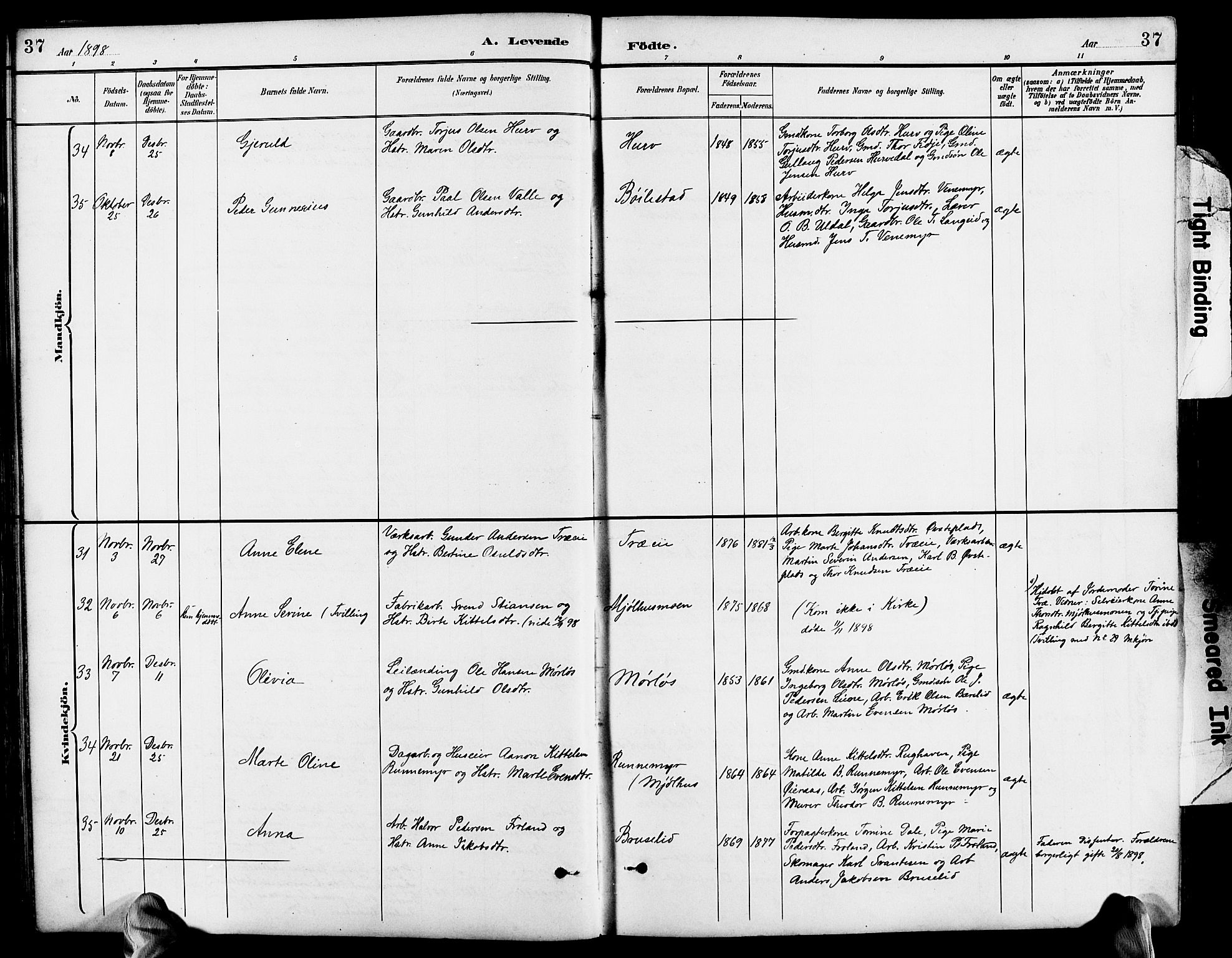 Froland sokneprestkontor, AV/SAK-1111-0013/F/Fb/L0010: Parish register (copy) no. B 10, 1893-1920, p. 37