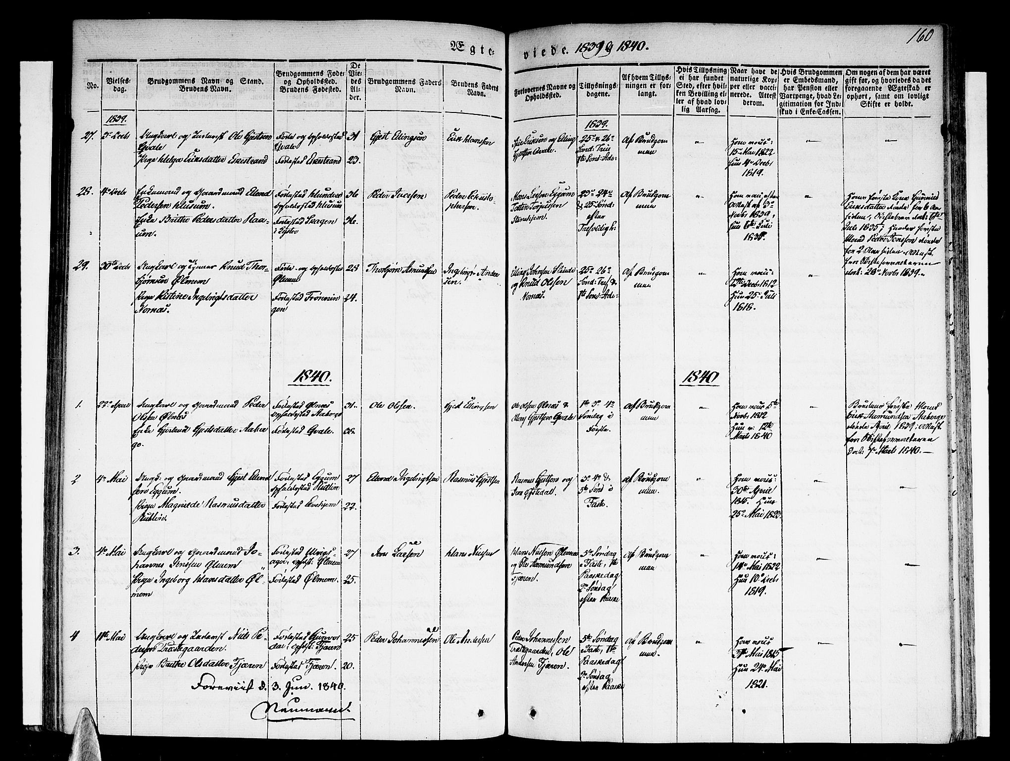 Sogndal sokneprestembete, SAB/A-81301/H/Haa/Haaa/L0011: Parish register (official) no. A 11, 1839-1847, p. 160