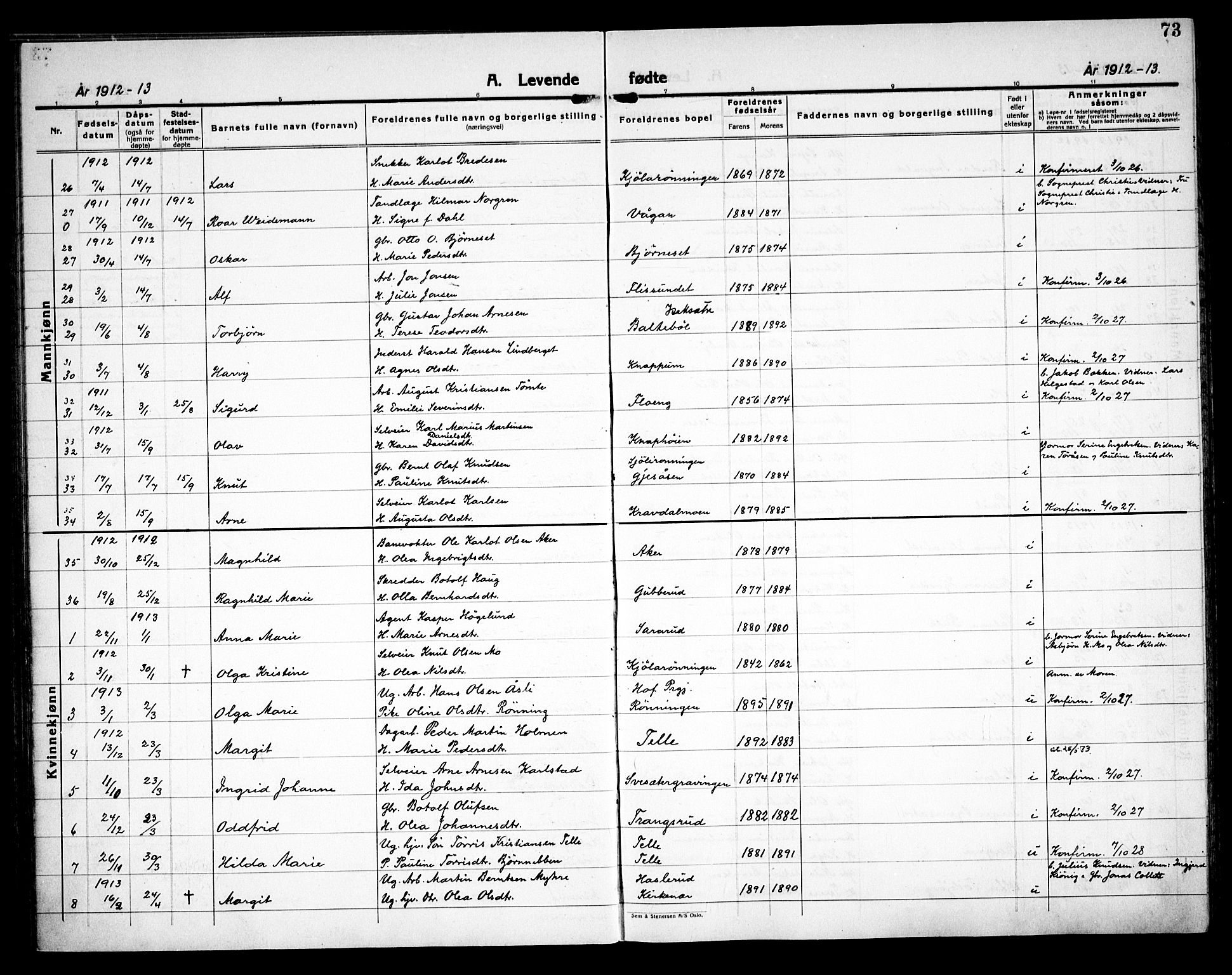 Åsnes prestekontor, SAH/PREST-042/H/Ha/Haa/L0000C: Parish register (official) no. 0A, 1890-1929, p. 73