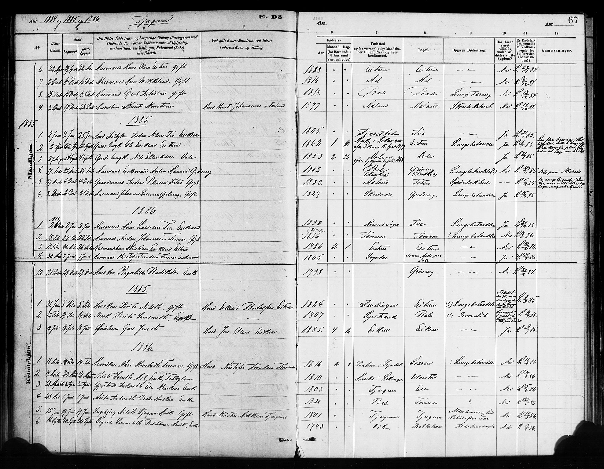 Balestrand sokneprestembete, AV/SAB-A-79601/H/Haa/Haaa/L0004: Parish register (official) no. A 4 / 1, 1879-1888, p. 67