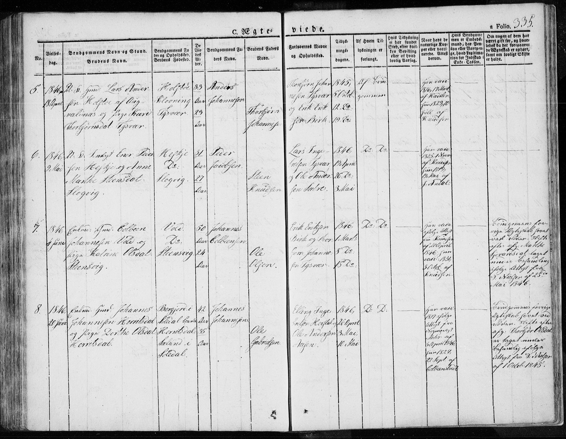 Tysvær sokneprestkontor, AV/SAST-A -101864/H/Ha/Haa/L0001: Parish register (official) no. A 1.1, 1831-1856, p. 335