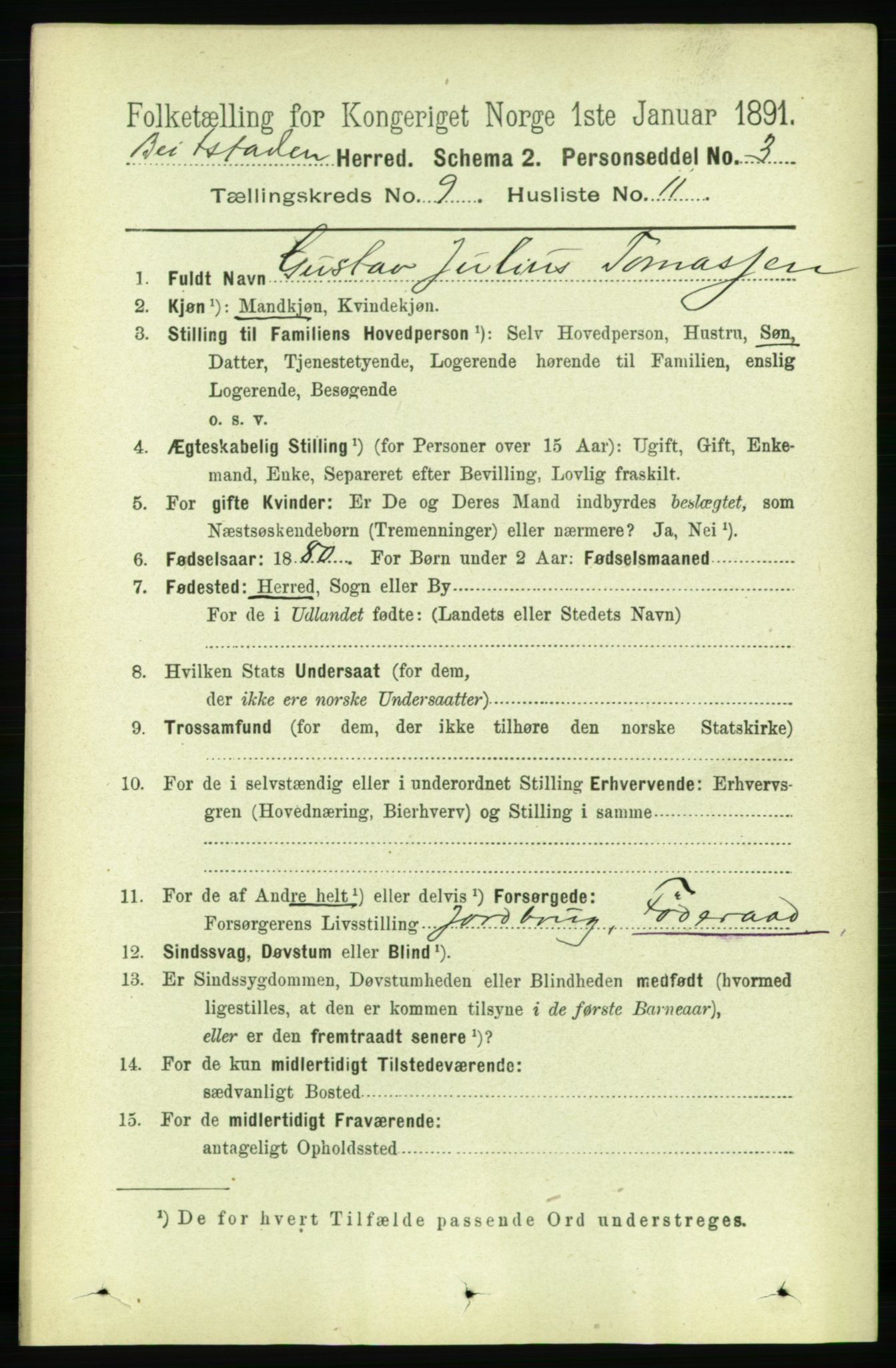 RA, 1891 census for 1727 Beitstad, 1891, p. 2478