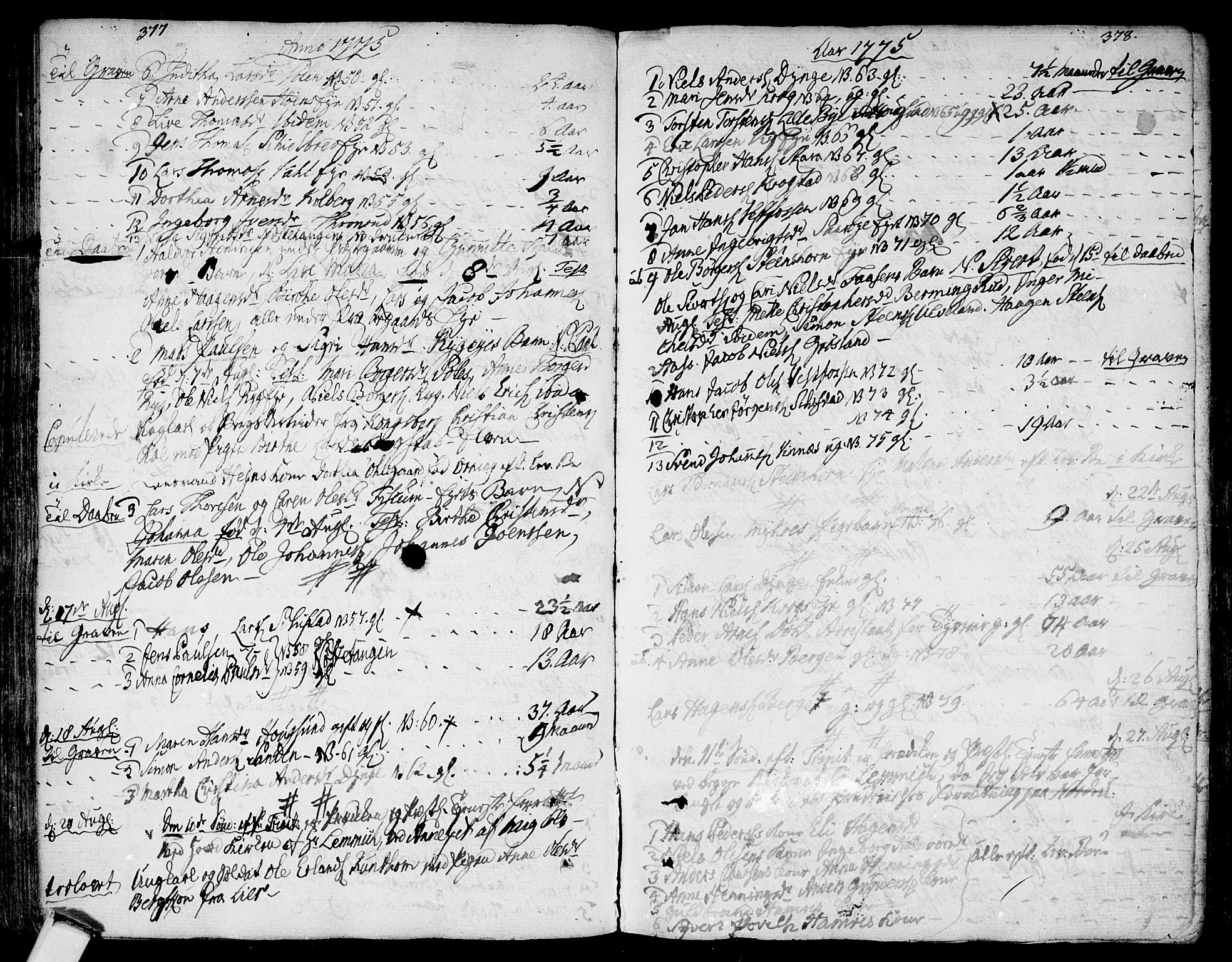 Eiker kirkebøker, AV/SAKO-A-4/F/Fa/L0008: Parish register (official) no. I 8, 1764-1788, p. 377-378