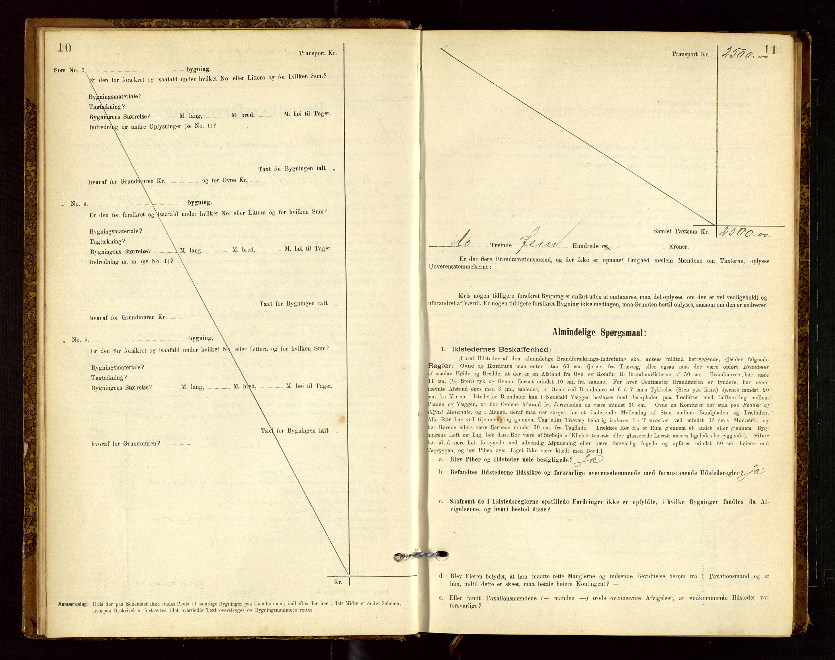 Nedstrand lensmannskontor, SAST/A-100236/Gob/L0001: "Brandtaxationsprotokol for Nerstrand Lensmandsdistrikt Ryfylke fogderi", 1895-1915, p. 10-11