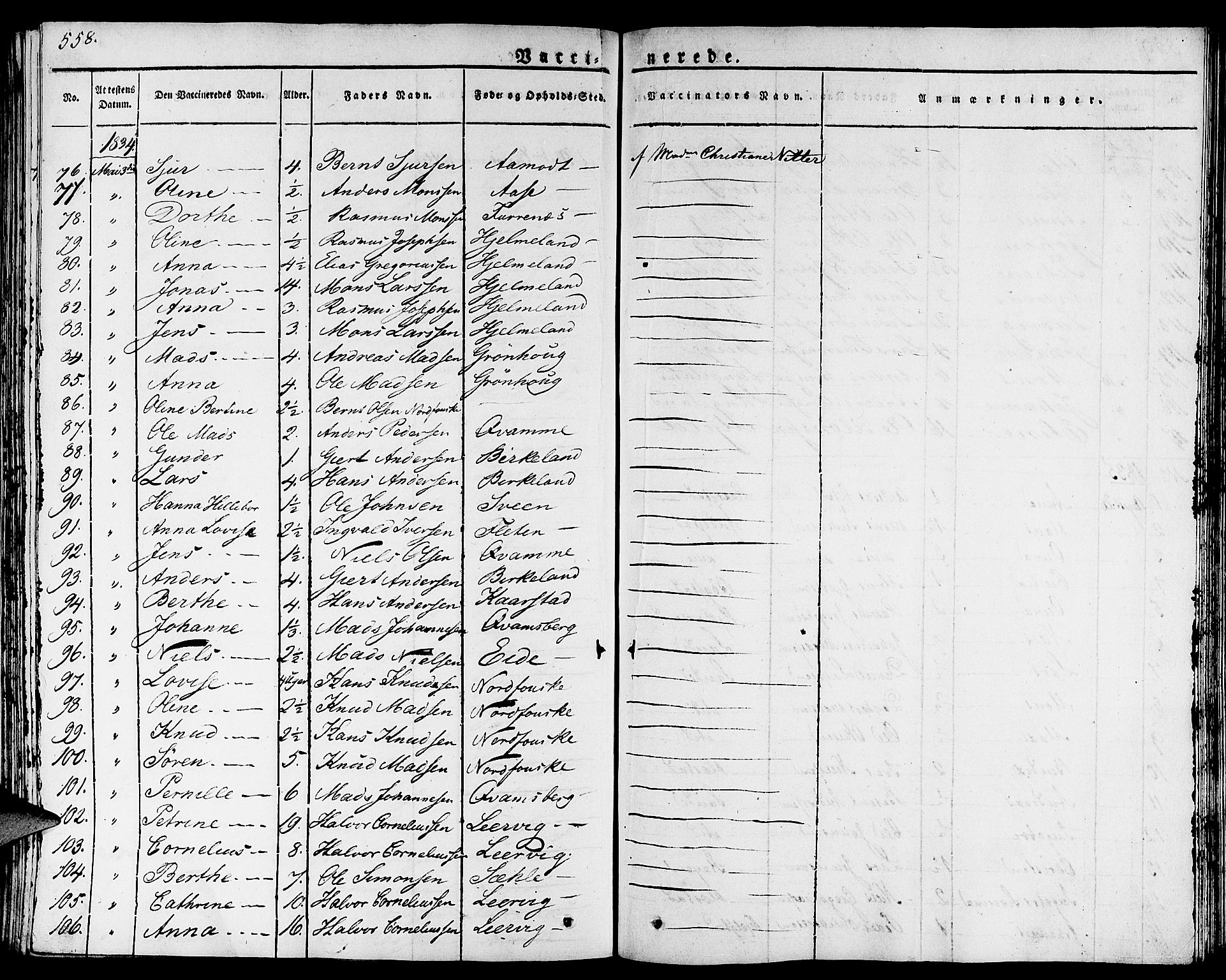 Gaular sokneprestembete, AV/SAB-A-80001/H/Haa: Parish register (official) no. A 3, 1821-1840, p. 558