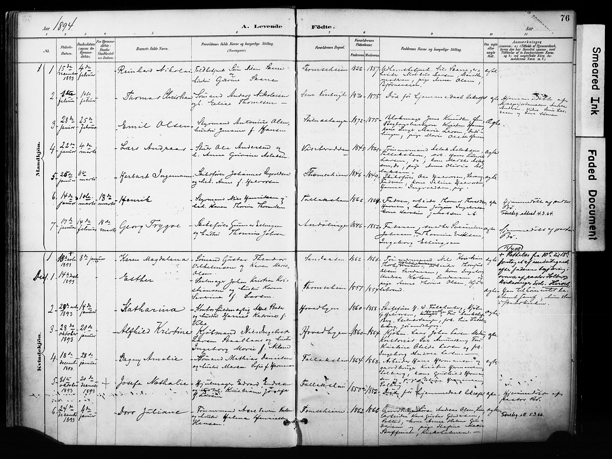 Kragerø kirkebøker, SAKO/A-278/F/Fa/L0013: Parish register (official) no. 13, 1887-1915, p. 76