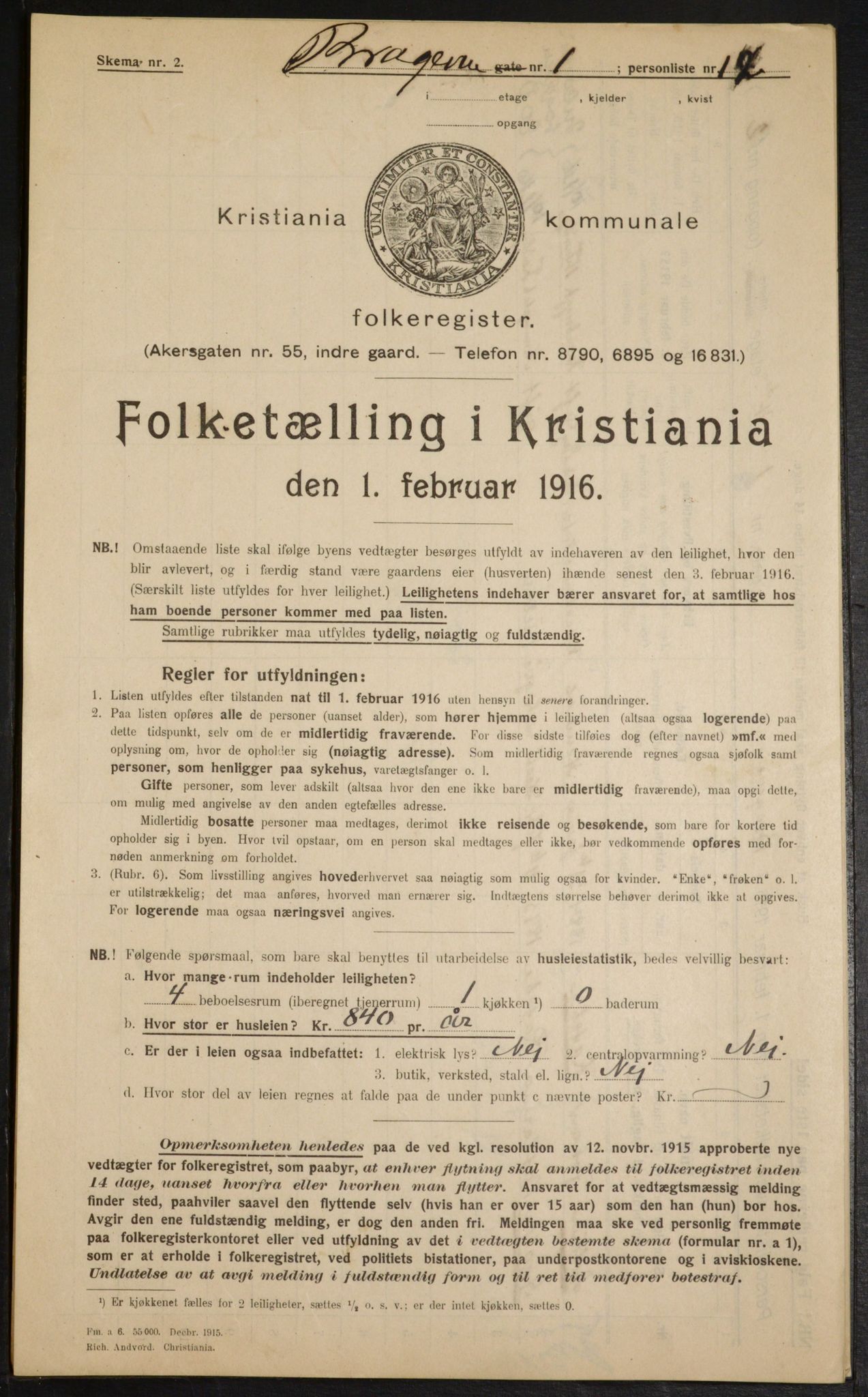 OBA, Municipal Census 1916 for Kristiania, 1916, p. 8121