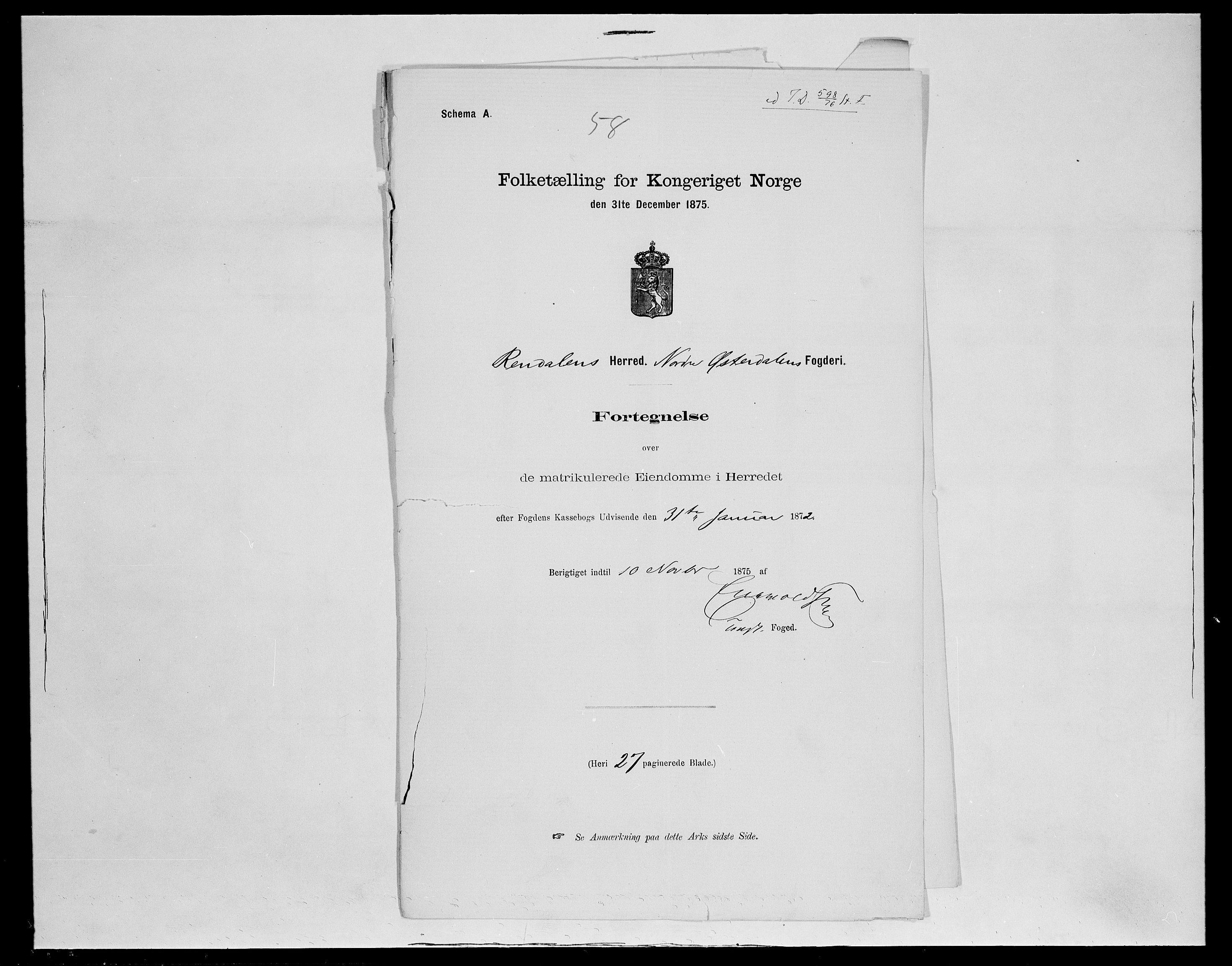 SAH, 1875 census for 0432P Rendalen, 1875, p. 49