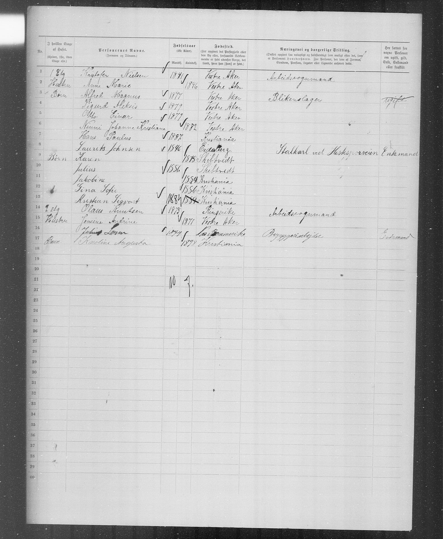 OBA, Municipal Census 1899 for Kristiania, 1899, p. 4428