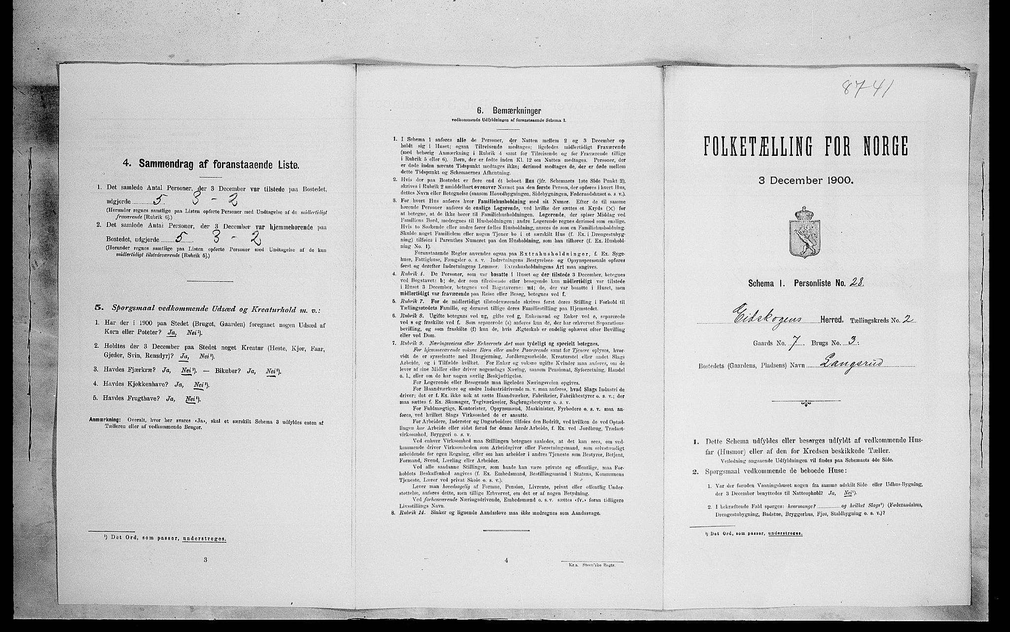 SAH, 1900 census for Eidskog, 1900, p. 301