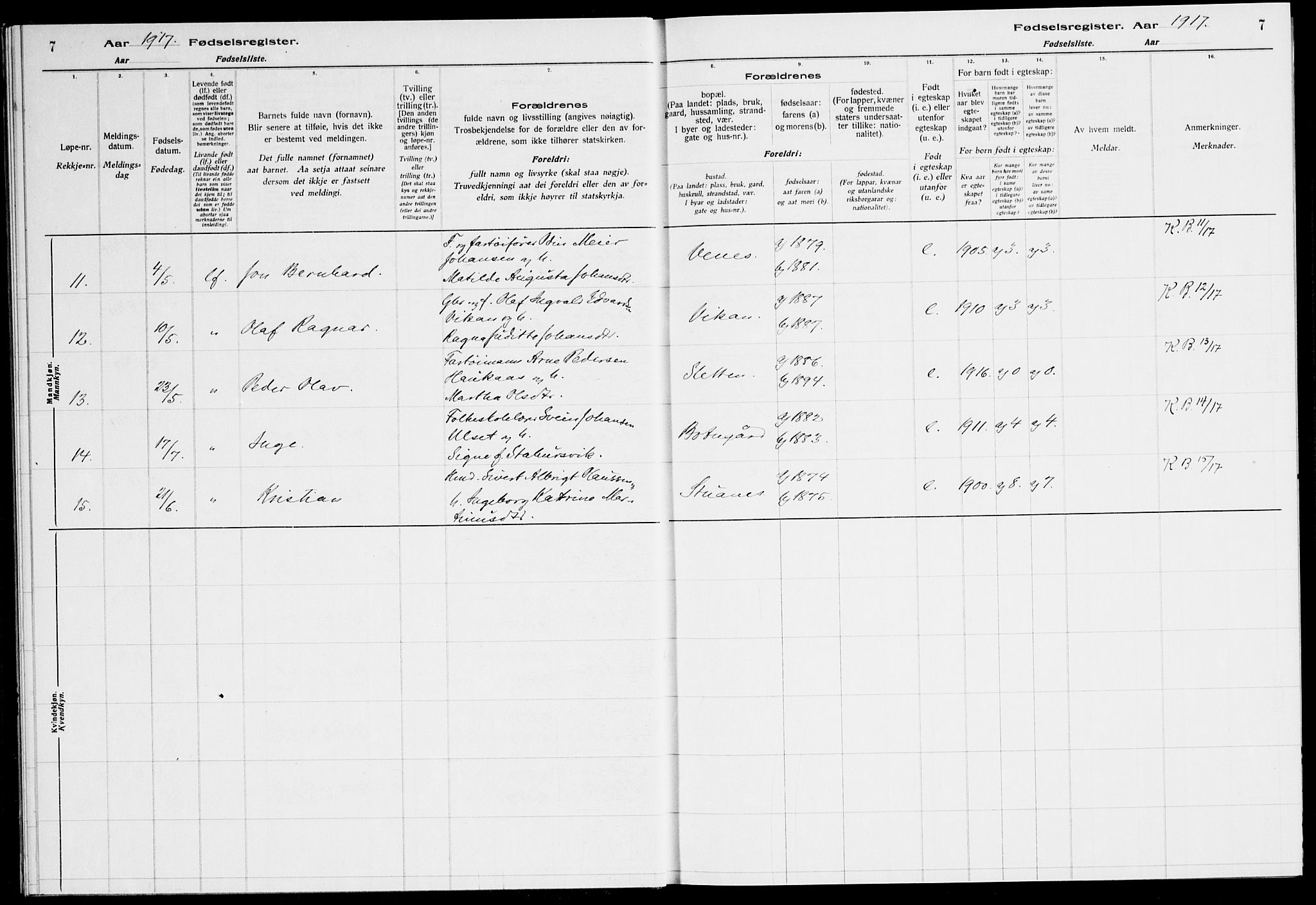 Ministerialprotokoller, klokkerbøker og fødselsregistre - Sør-Trøndelag, AV/SAT-A-1456/651/L0650: Birth register no. 651.II.4.1, 1916-1923, p. 7