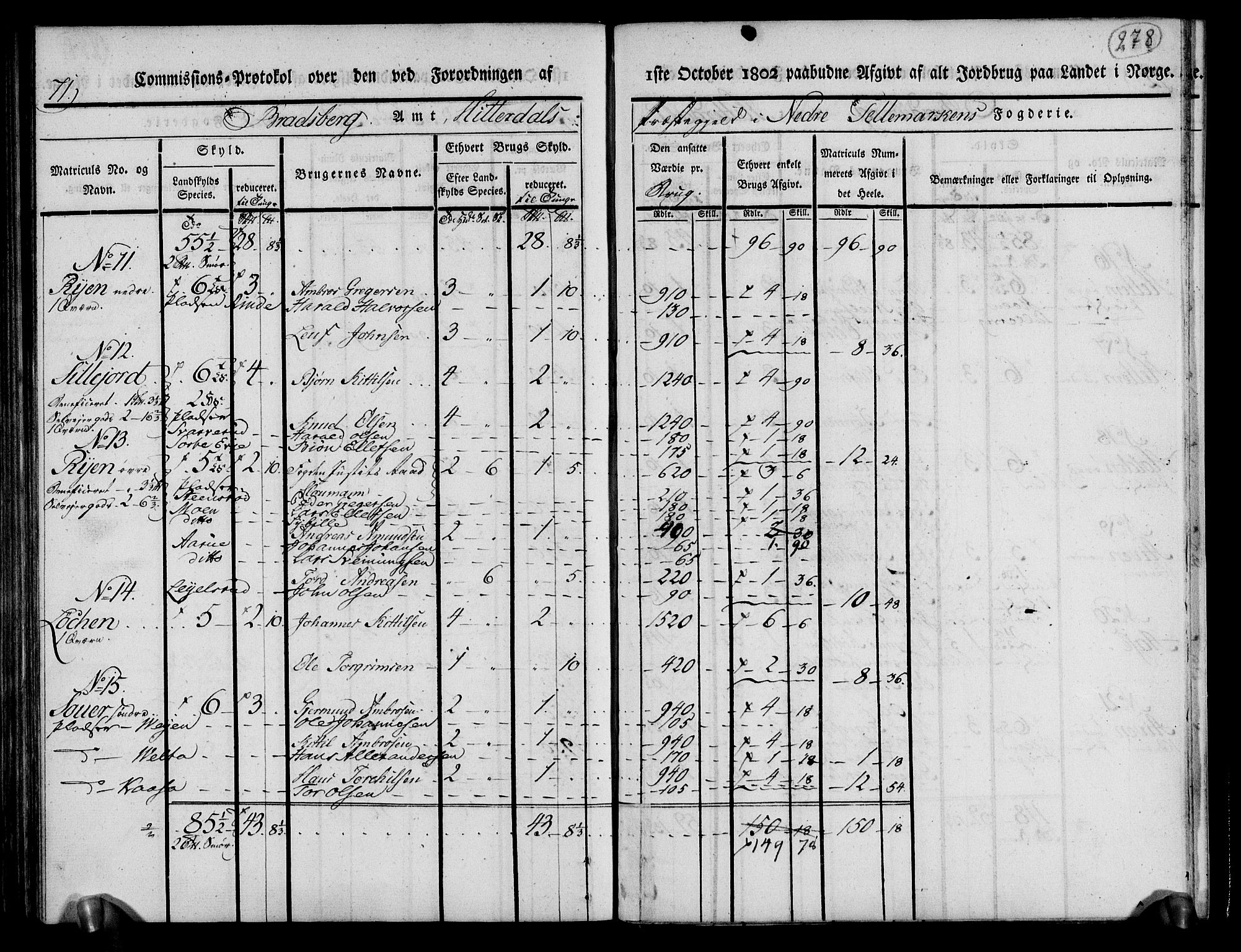 Rentekammeret inntil 1814, Realistisk ordnet avdeling, AV/RA-EA-4070/N/Ne/Nea/L0070: og 0071: Nedre Telemarken og Bamble fogderi. Kommisjonsprotokoll for Gjerpen, Solum, Holla, Bø, Sauherad og Heddal prestegjeld., 1803, p. 167