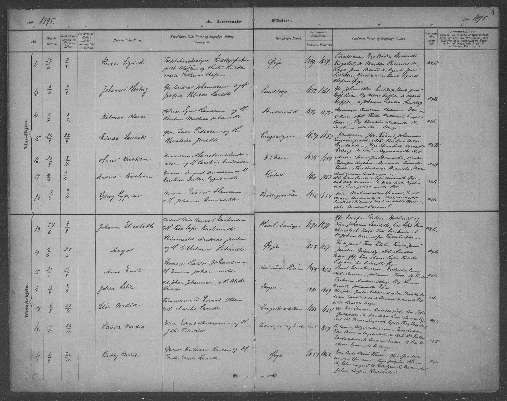 Aremark prestekontor Kirkebøker, AV/SAO-A-10899/F/Fb/L0005: Parish register (official) no. II 5, 1895-1919, p. 4