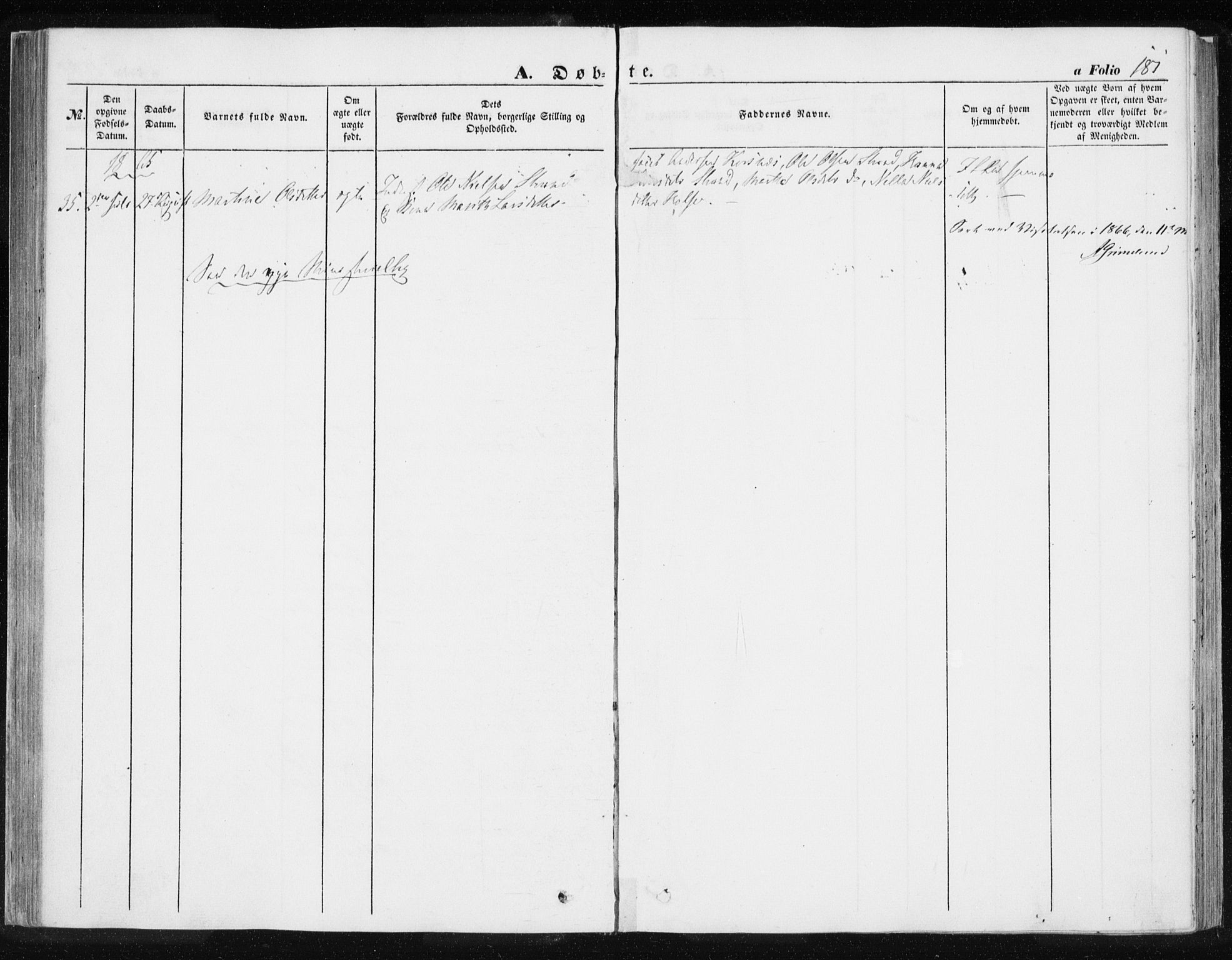 Ministerialprotokoller, klokkerbøker og fødselsregistre - Møre og Romsdal, SAT/A-1454/576/L0883: Parish register (official) no. 576A01, 1849-1865, p. 181