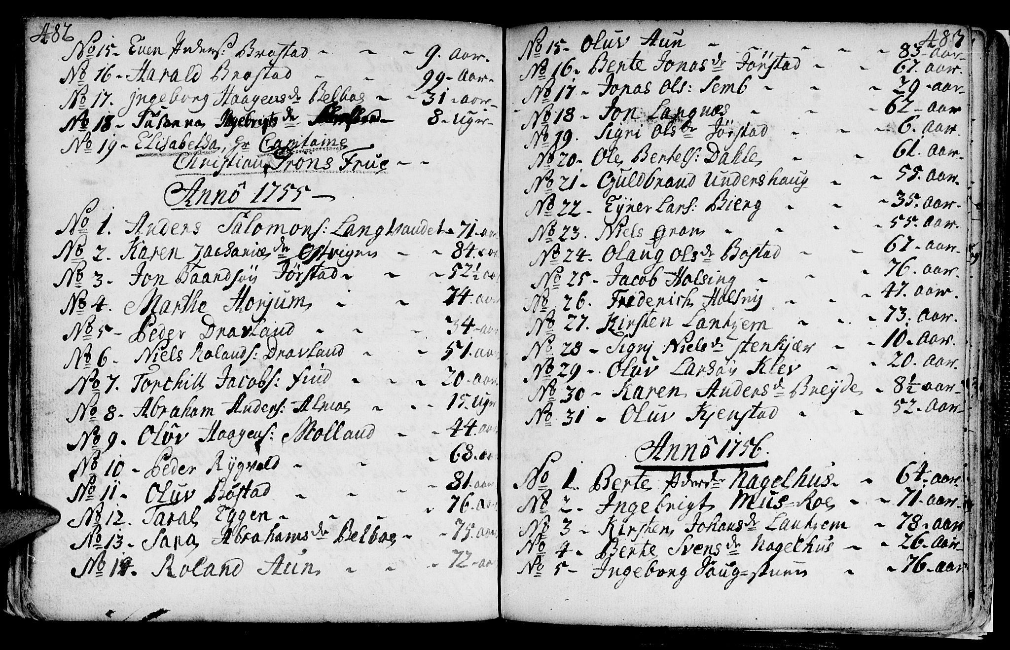 Ministerialprotokoller, klokkerbøker og fødselsregistre - Nord-Trøndelag, SAT/A-1458/749/L0467: Parish register (official) no. 749A01, 1733-1787, p. 482-483