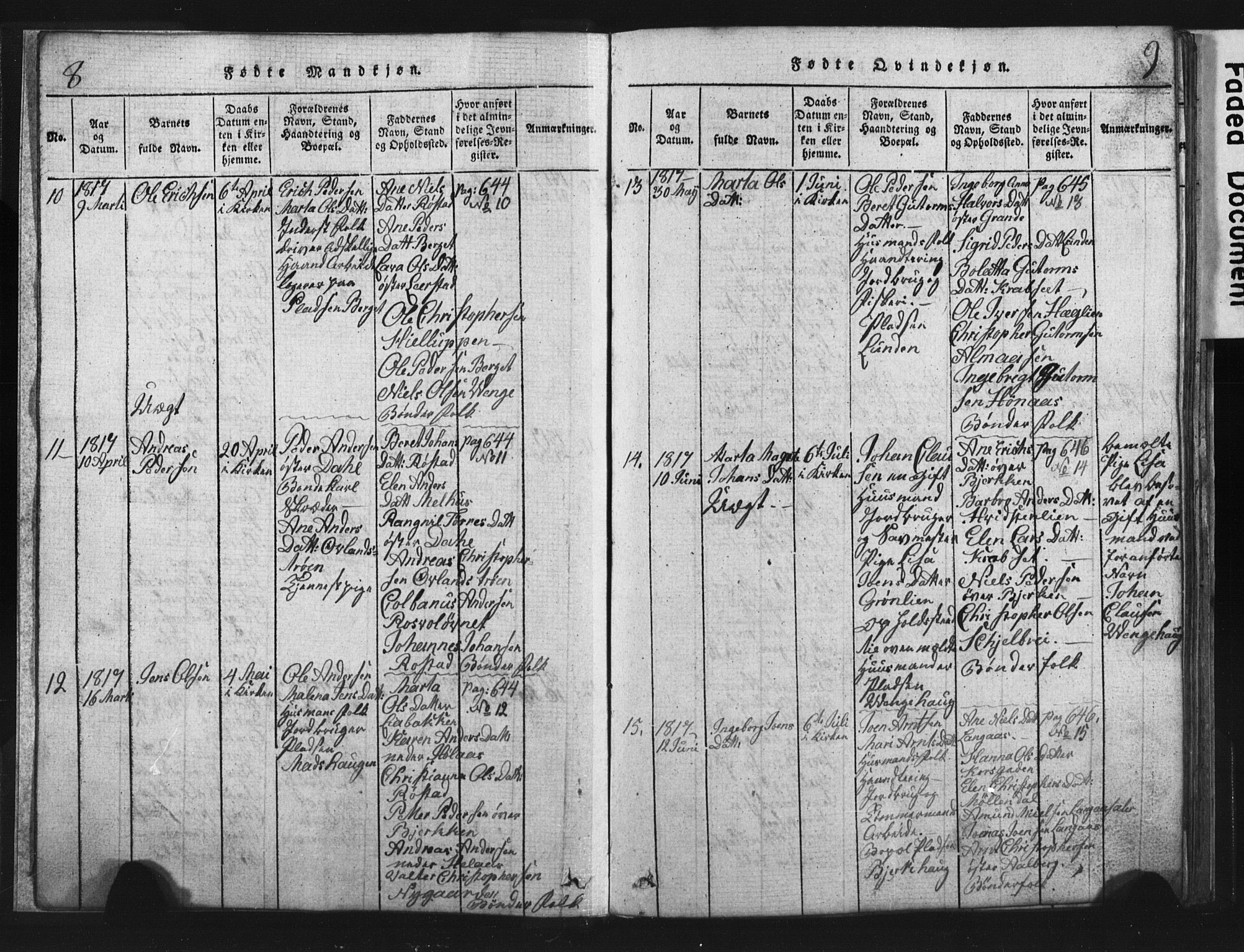 Ministerialprotokoller, klokkerbøker og fødselsregistre - Nord-Trøndelag, AV/SAT-A-1458/701/L0017: Parish register (copy) no. 701C01, 1817-1825, p. 8-9