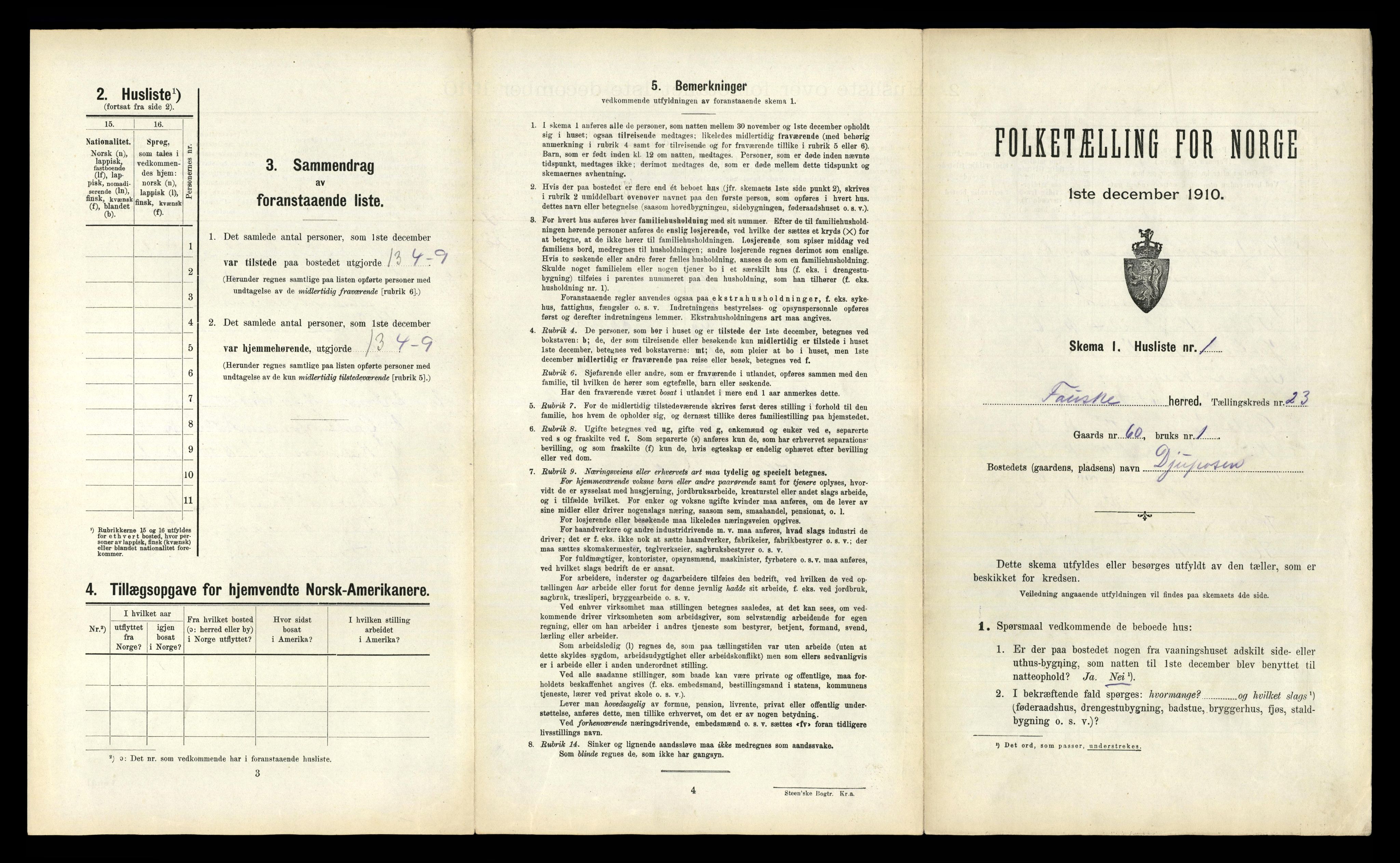 RA, 1910 census for Fauske, 1910, p. 1558