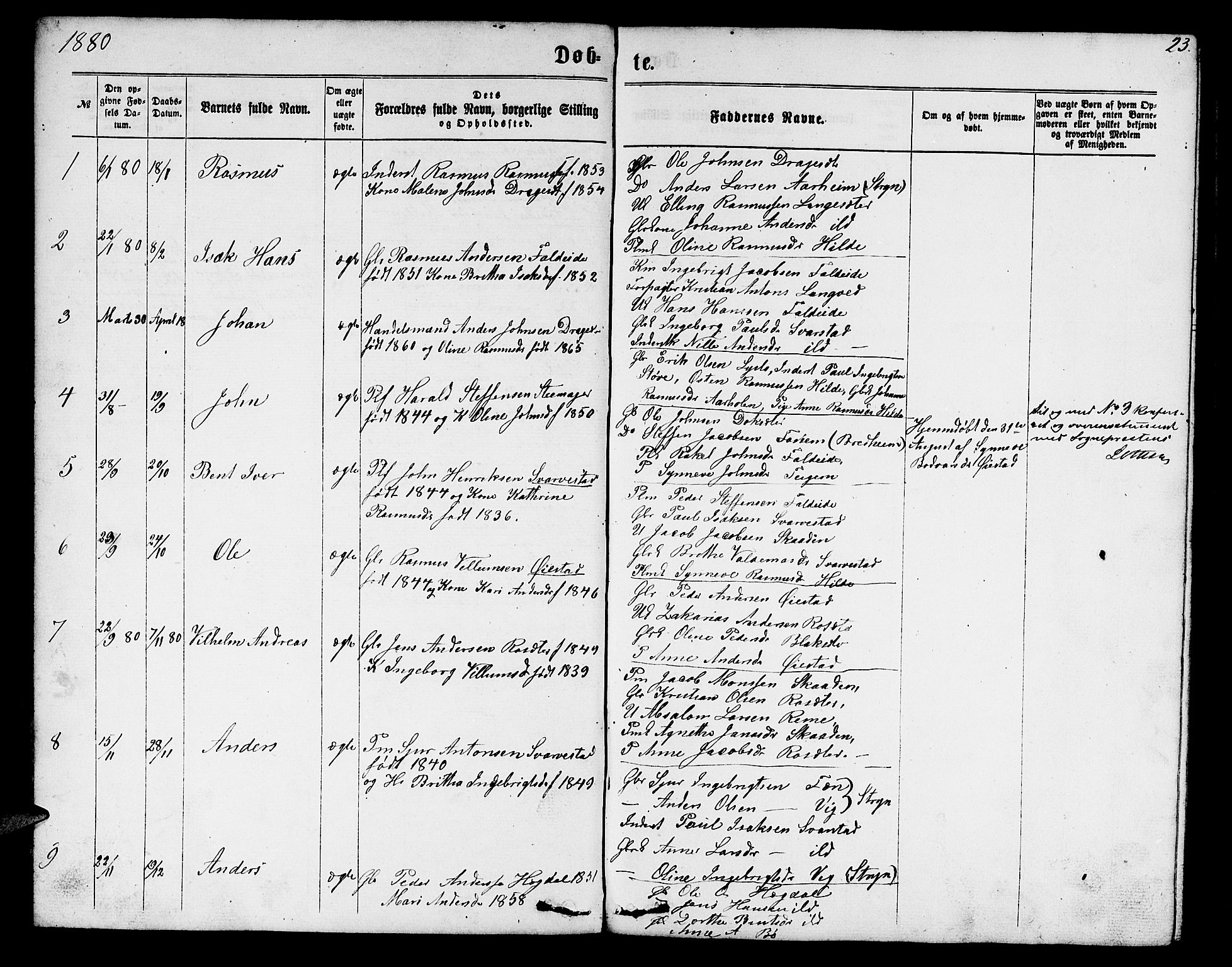 Innvik sokneprestembete, AV/SAB-A-80501: Parish register (copy) no. A 2, 1864-1885, p. 23