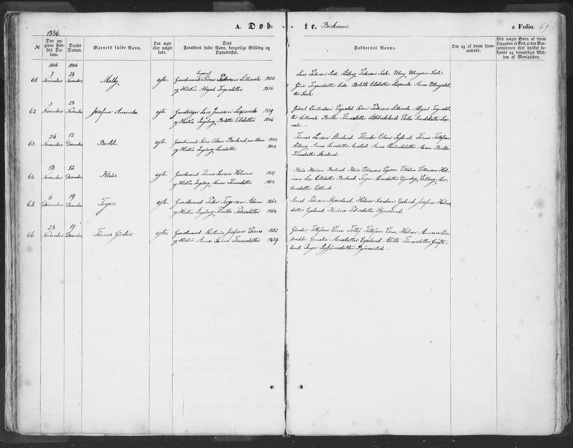 Helleland sokneprestkontor, AV/SAST-A-101810: Parish register (official) no. A 7.1, 1863-1886, p. 69