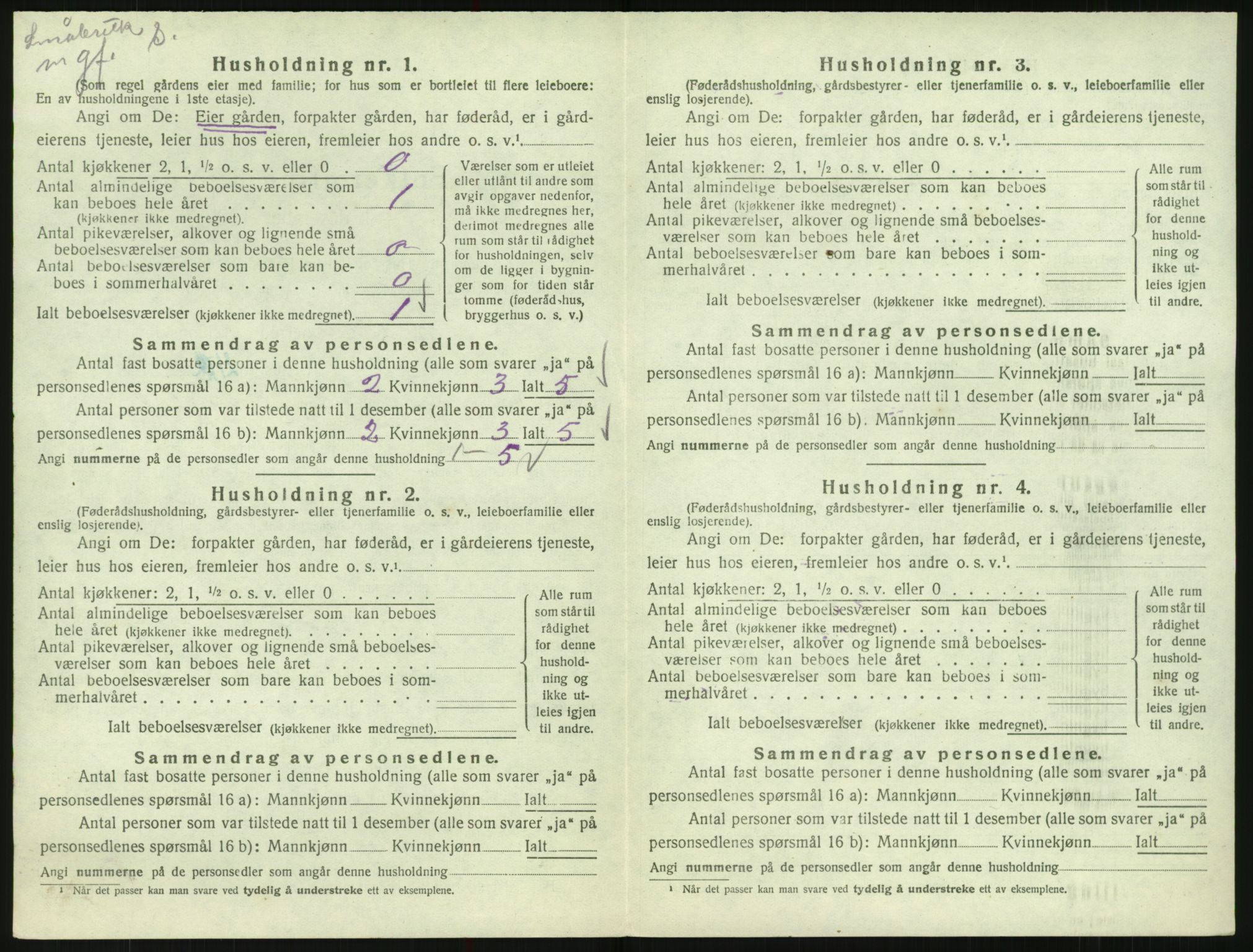 SAK, 1920 census for Bykle, 1920, p. 134