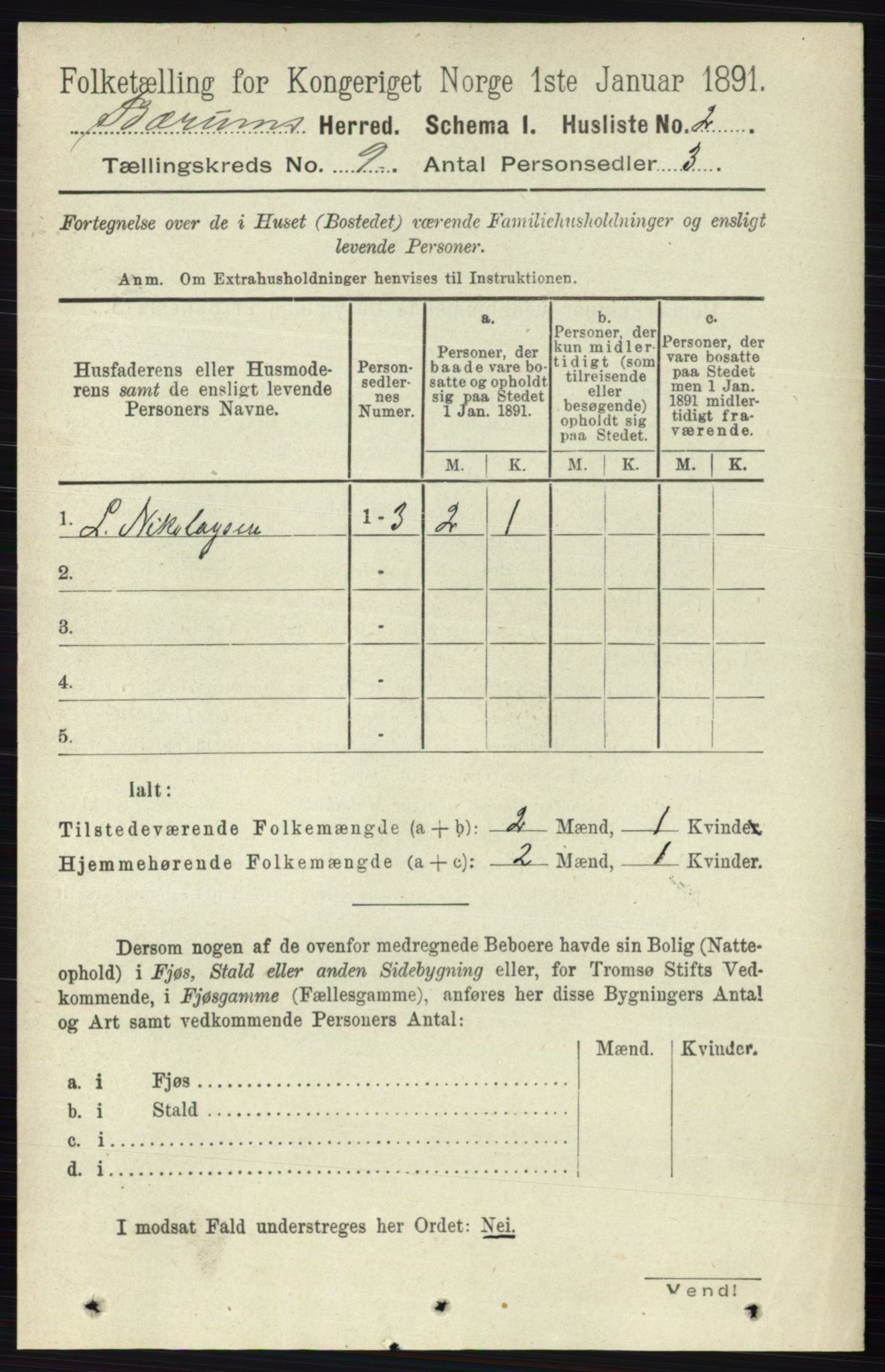 RA, 1891 census for 0219 Bærum, 1891, p. 4981