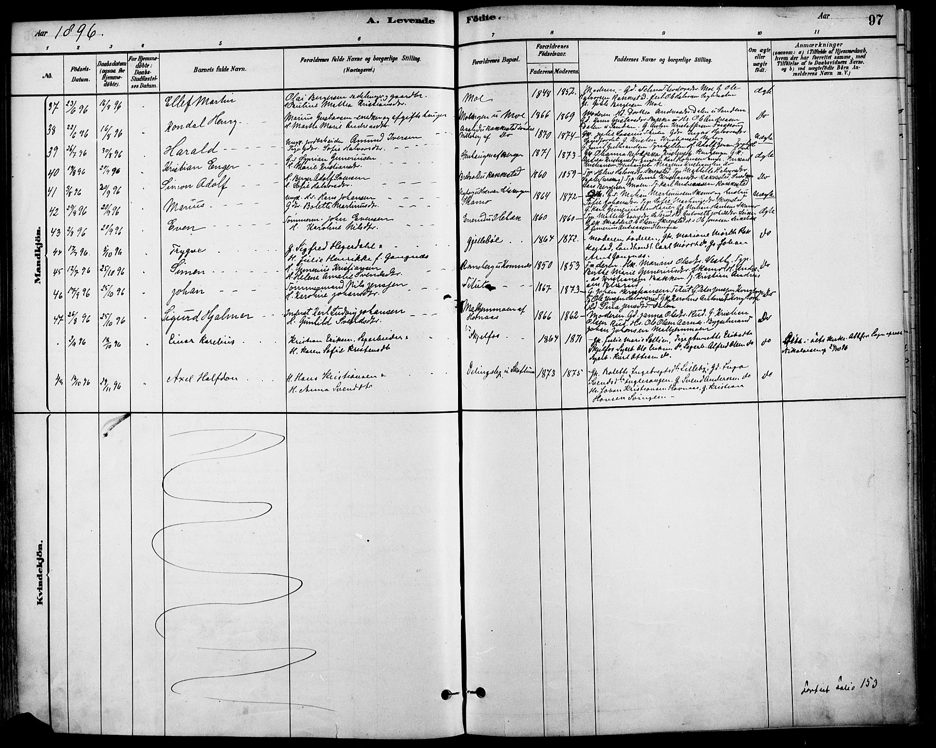 Høland prestekontor Kirkebøker, SAO/A-10346a/F/Fa/L0013: Parish register (official) no. I 13, 1880-1897, p. 97