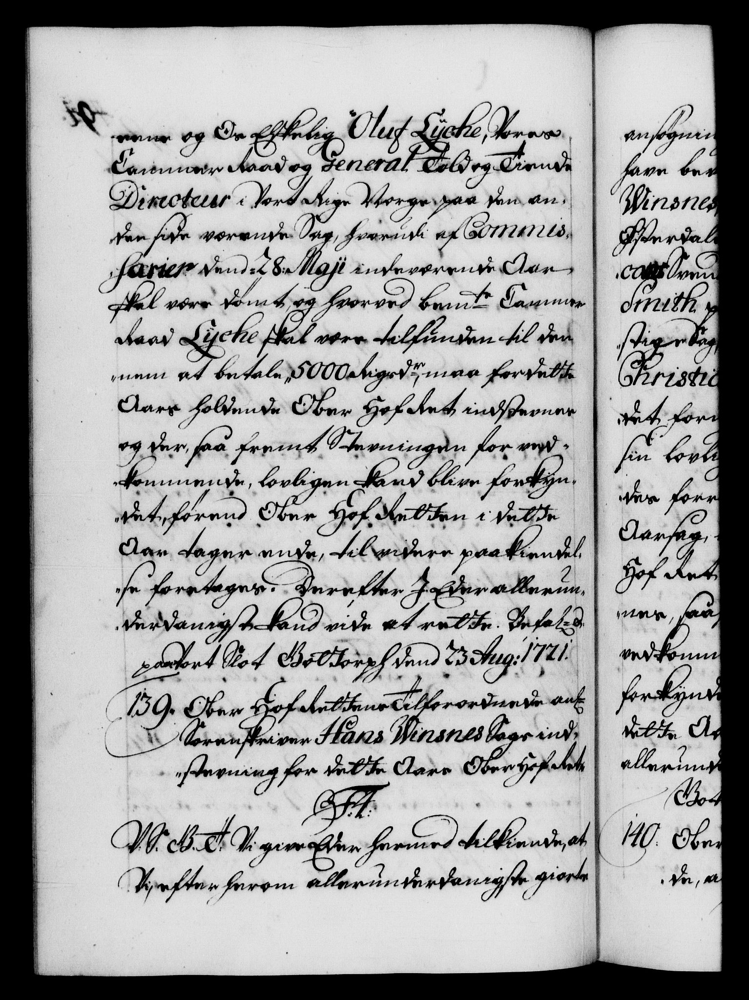 Danske Kanselli 1572-1799, AV/RA-EA-3023/F/Fc/Fca/Fcab/L0021: Norske tegnelser, 1719-1721, p. 494b