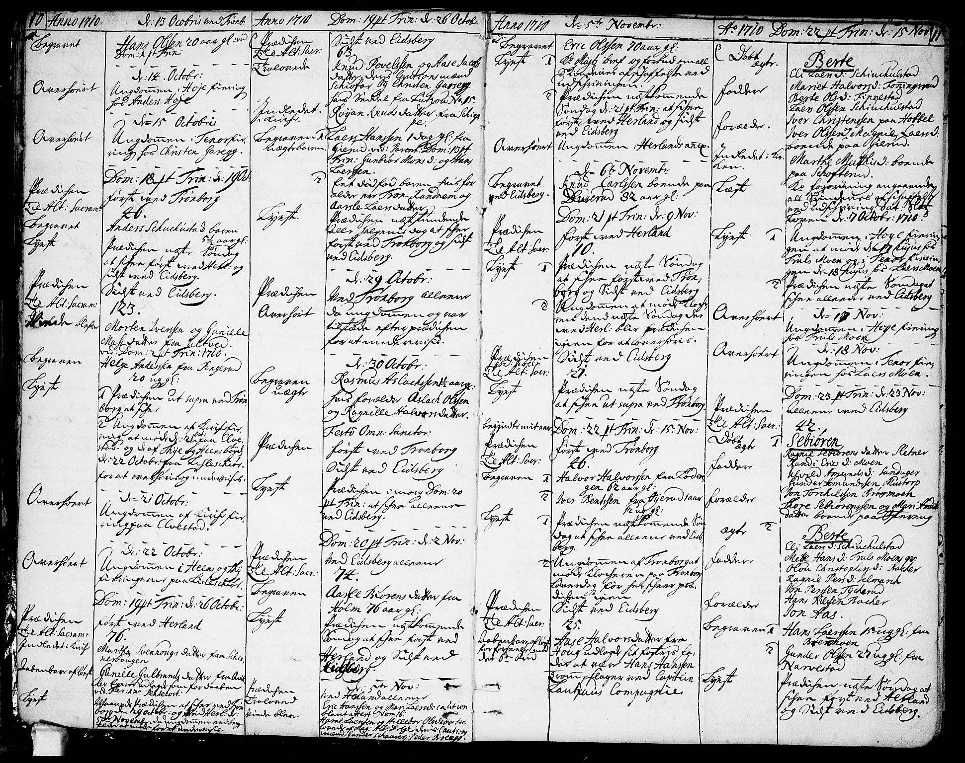 Eidsberg prestekontor Kirkebøker, SAO/A-10905/F/Fa/L0001: Parish register (official) no. I 1, 1710-1730, p. 10-11