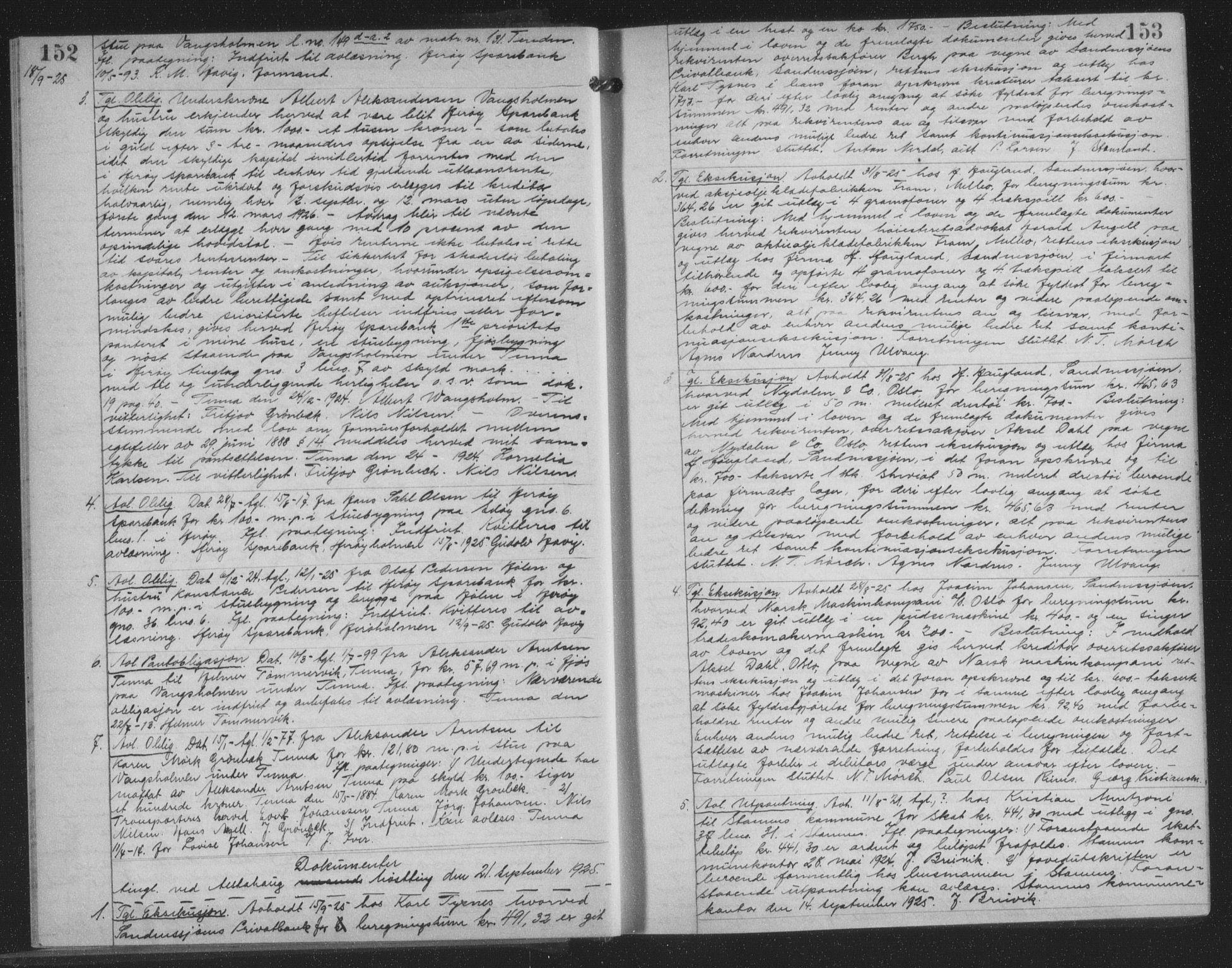 Søndre Helgeland sorenskriveri, SAT/A-4575/1/2/2C/L0023: Mortgage book no. 34, 1925-1935, p. 152-153, Deed date: 21.09.1925