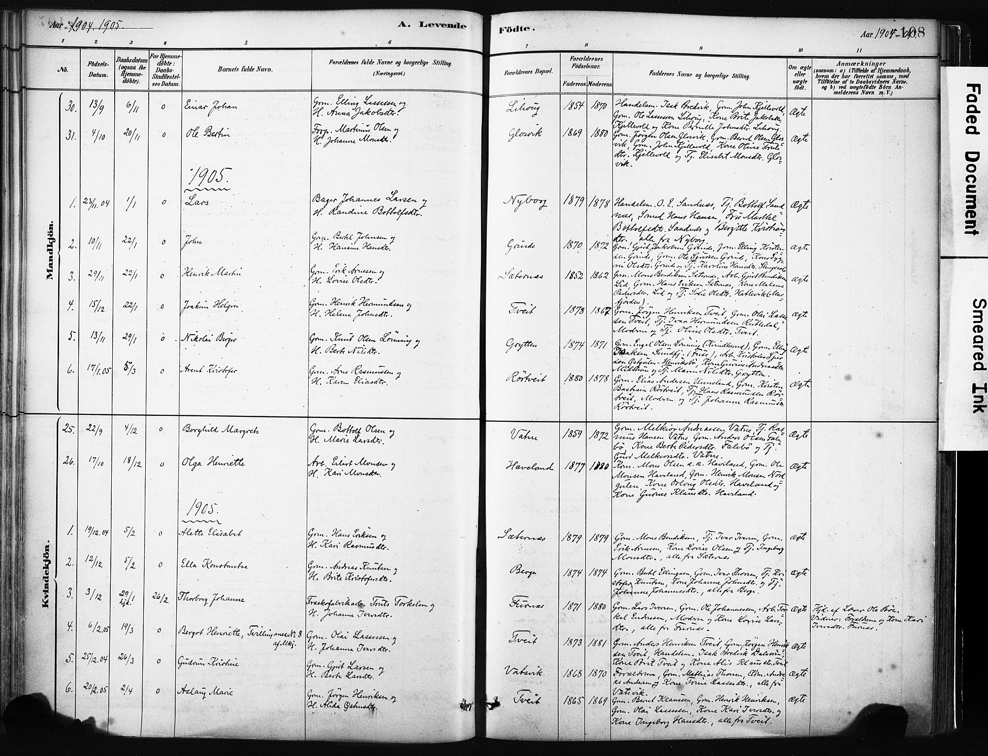 Gulen sokneprestembete, AV/SAB-A-80201/H/Haa/Haab/L0001: Parish register (official) no. B 1, 1881-1905, p. 108