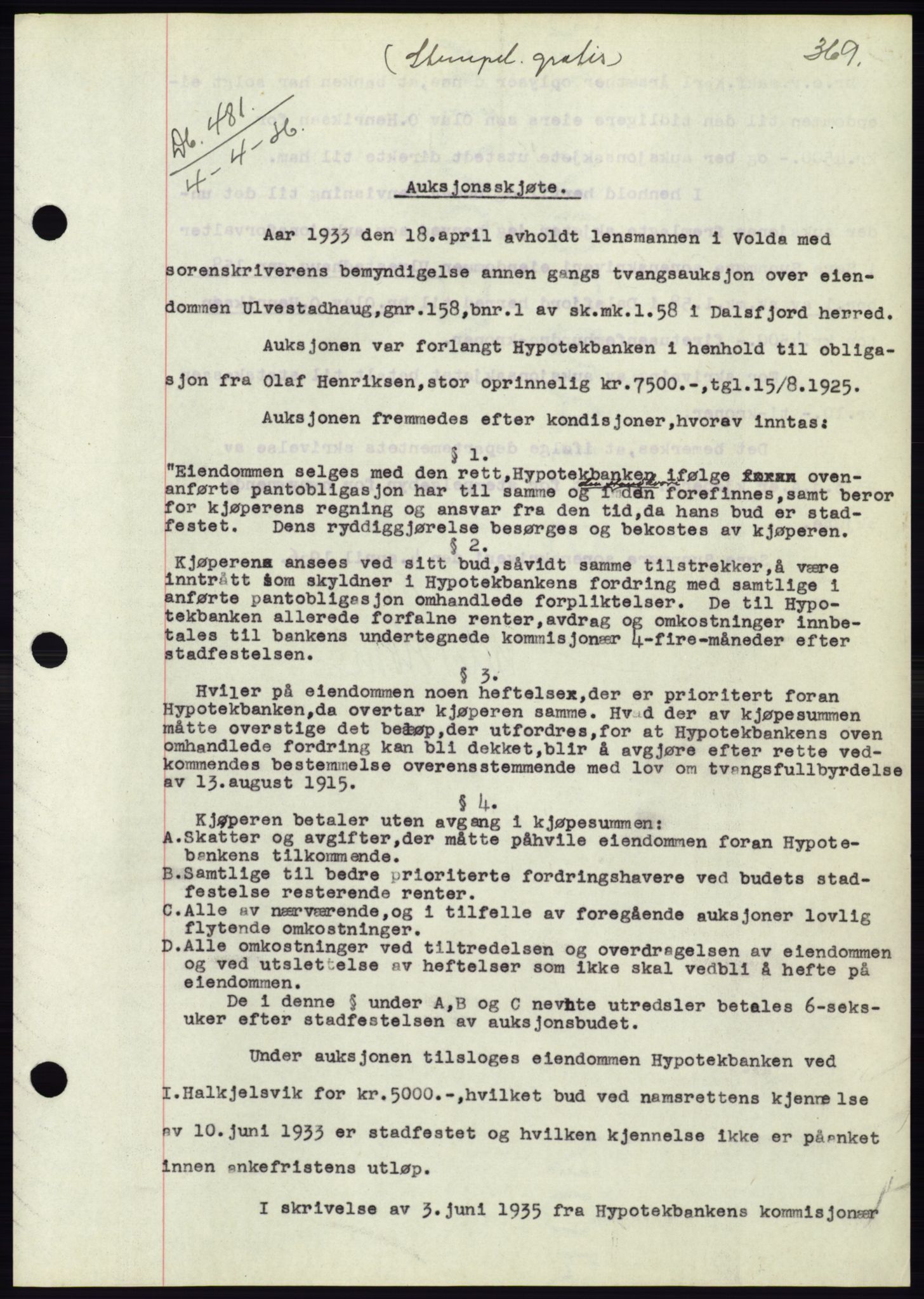 Søre Sunnmøre sorenskriveri, AV/SAT-A-4122/1/2/2C/L0060: Mortgage book no. 54, 1935-1936, Deed date: 04.04.1936