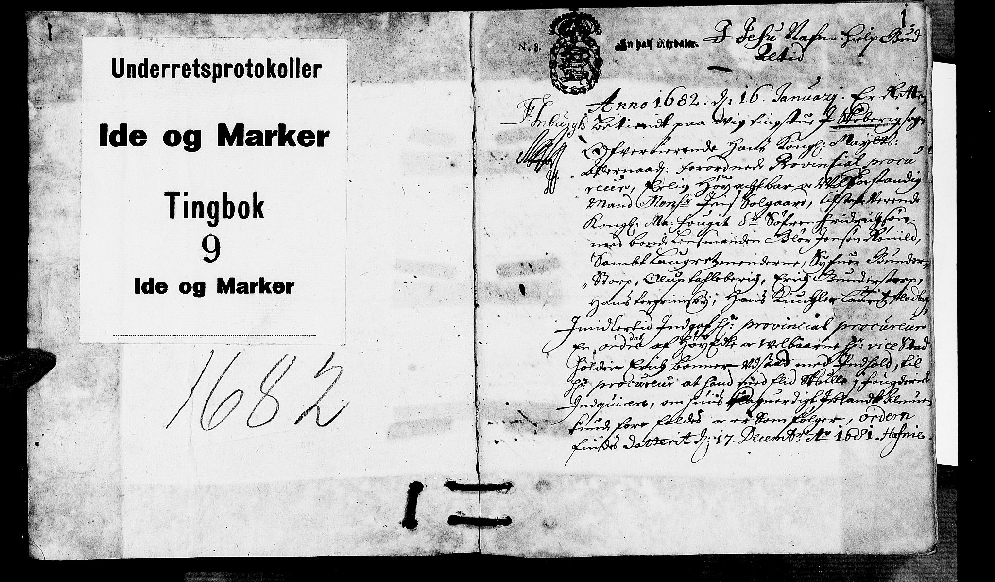 Idd og Marker sorenskriveri, AV/SAO-A-10283/F/Fb/L0017: Tingbok, 1682, p. 0b-1a