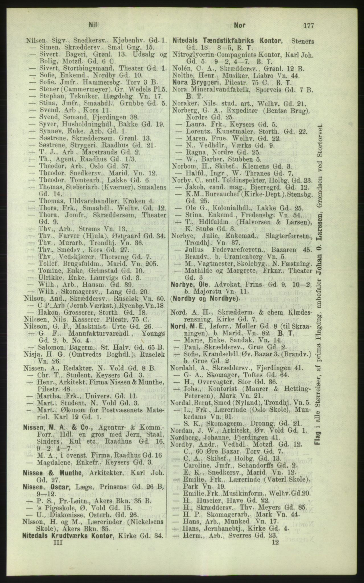 Kristiania/Oslo adressebok, PUBL/-, 1884, p. 177