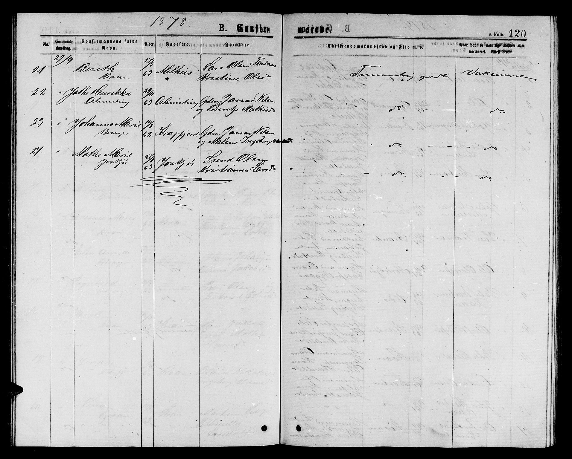 Ministerialprotokoller, klokkerbøker og fødselsregistre - Sør-Trøndelag, AV/SAT-A-1456/657/L0715: Parish register (copy) no. 657C02, 1873-1888, p. 120