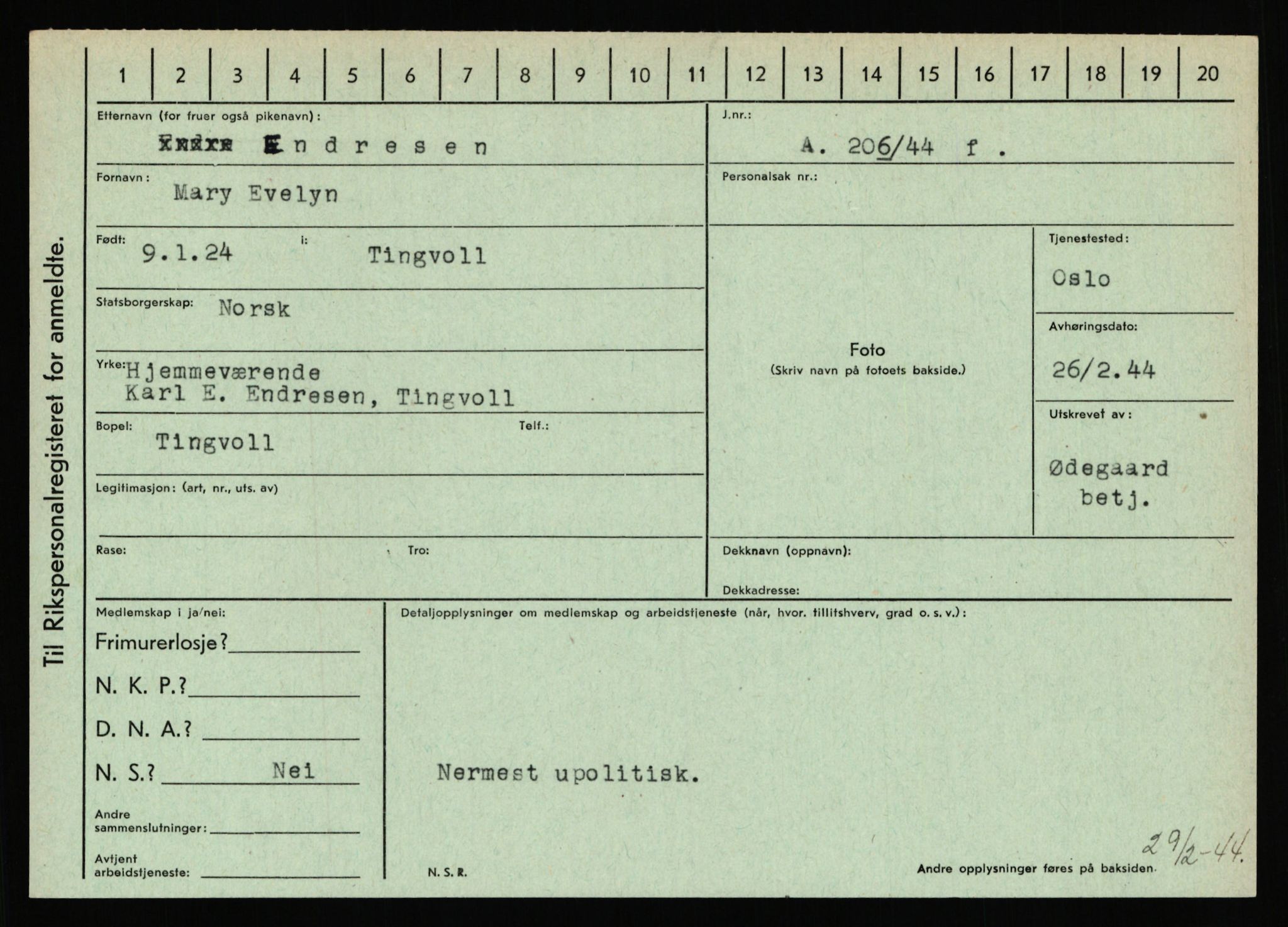 Statspolitiet - Hovedkontoret / Osloavdelingen, AV/RA-S-1329/C/Ca/L0004: Eid - funn av gjenstander	, 1943-1945, p. 889