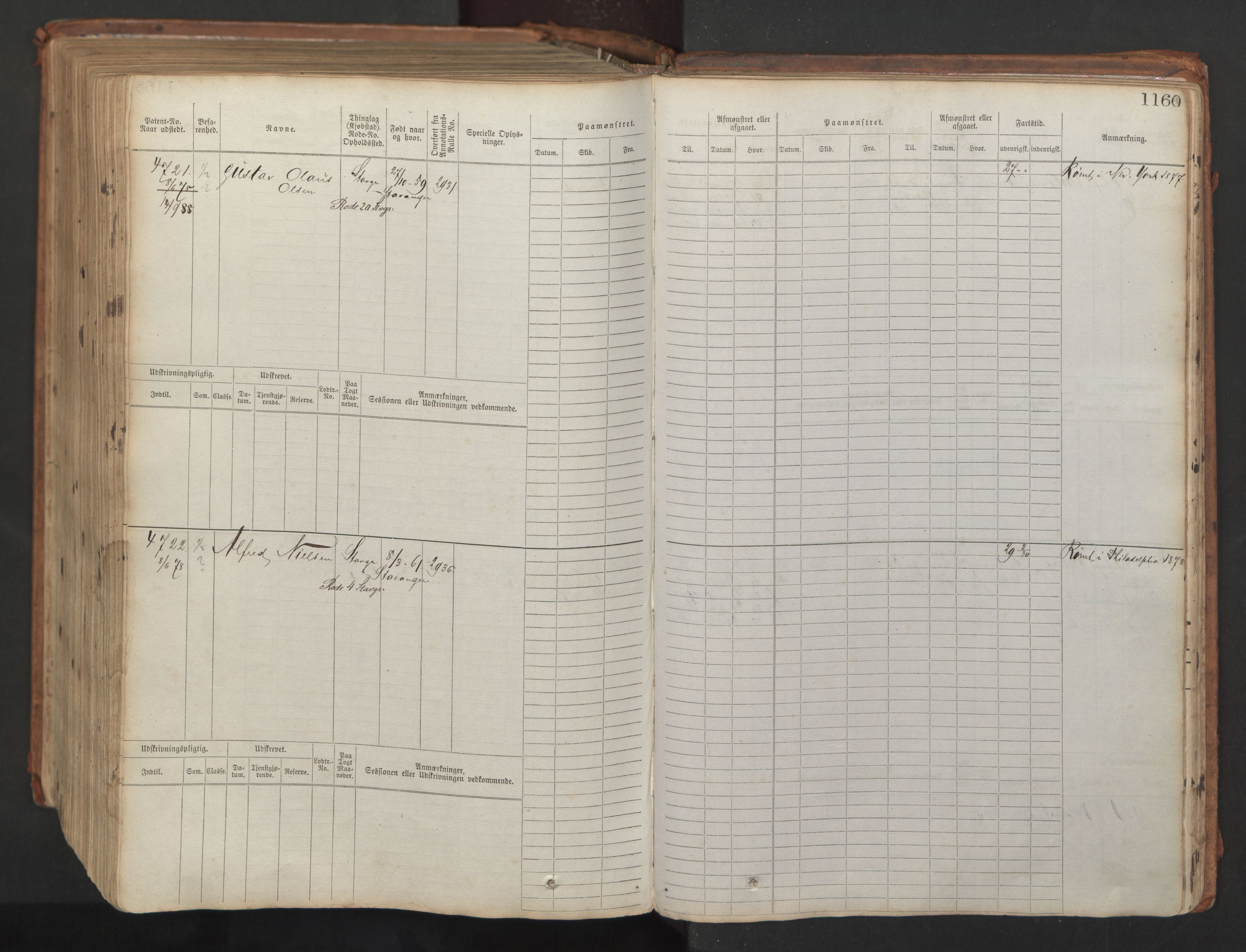 Stavanger sjømannskontor, AV/SAST-A-102006/F/Fb/Fbb/L0008: Sjøfartshovedrulle, patentnr. 3605-4804, 1873, p. 650