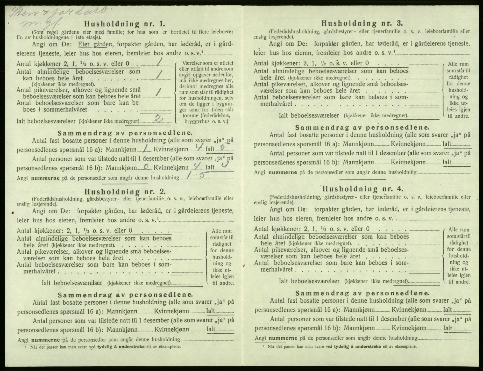 SAB, 1920 census for Tysnes, 1920, p. 240