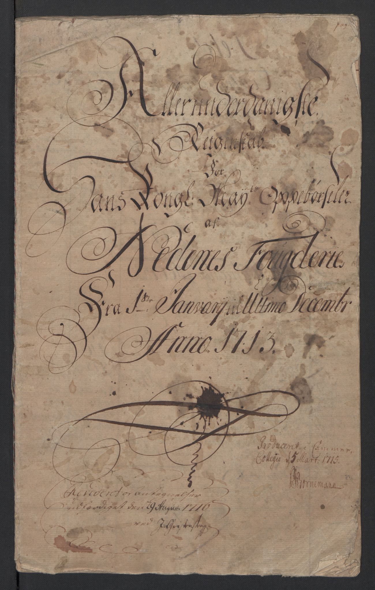 Rentekammeret inntil 1814, Reviderte regnskaper, Fogderegnskap, AV/RA-EA-4092/R39/L2321: Fogderegnskap Nedenes, 1713-1714, p. 3