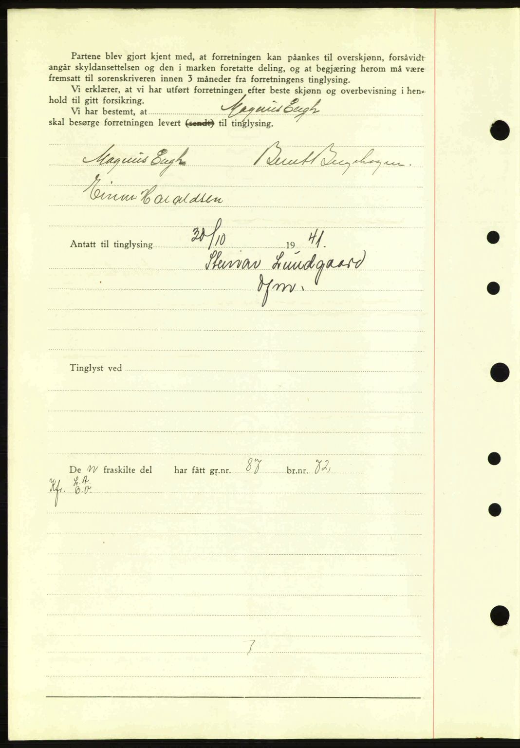 Sør-Gudbrandsdal tingrett, SAH/TING-004/H/Hb/Hbd/L0009: Mortgage book no. A9, 1941-1941, Diary no: : 1870/1941