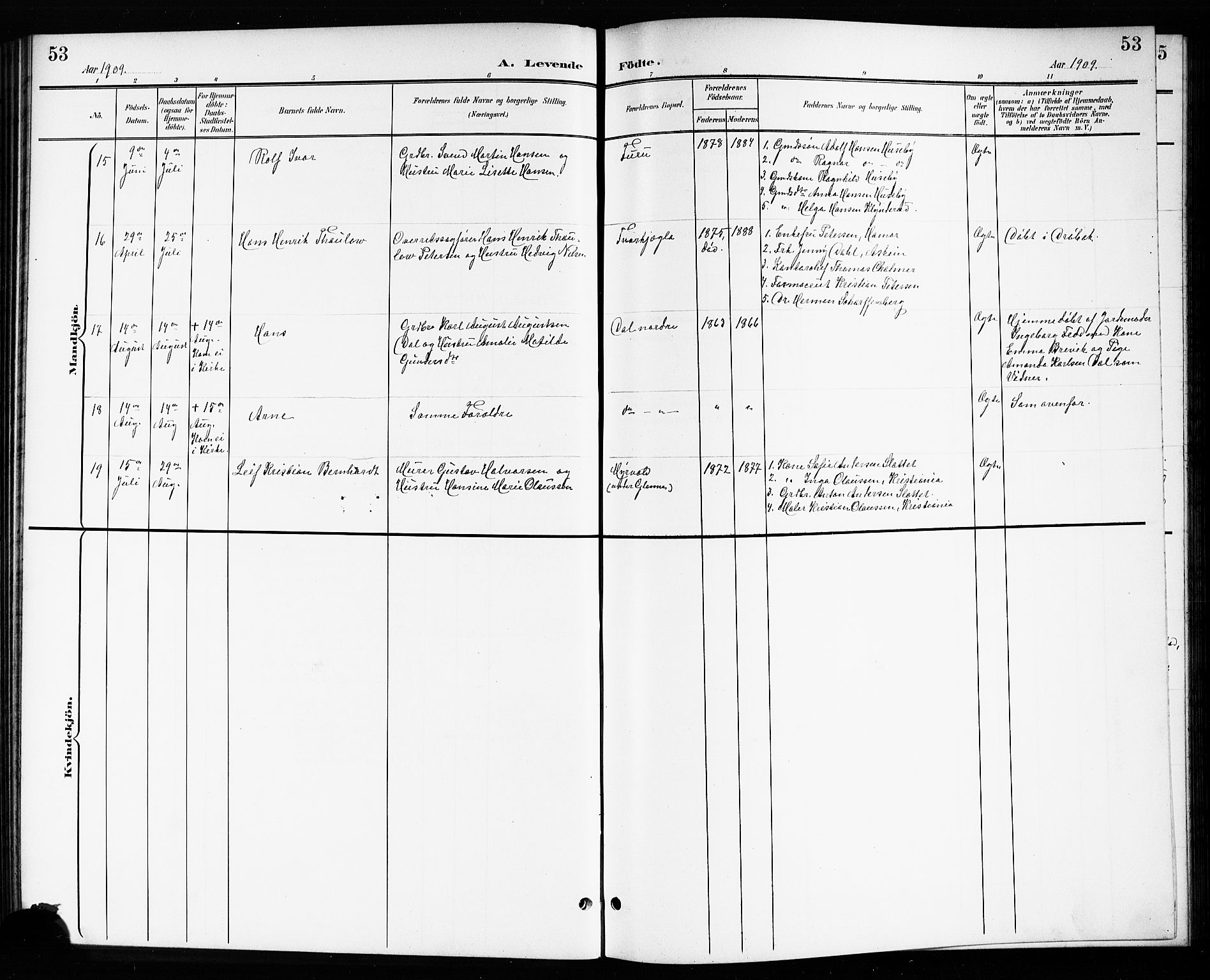 Drøbak prestekontor Kirkebøker, SAO/A-10142a/G/Gb/L0001: Parish register (copy) no. II 1, 1901-1919, p. 53