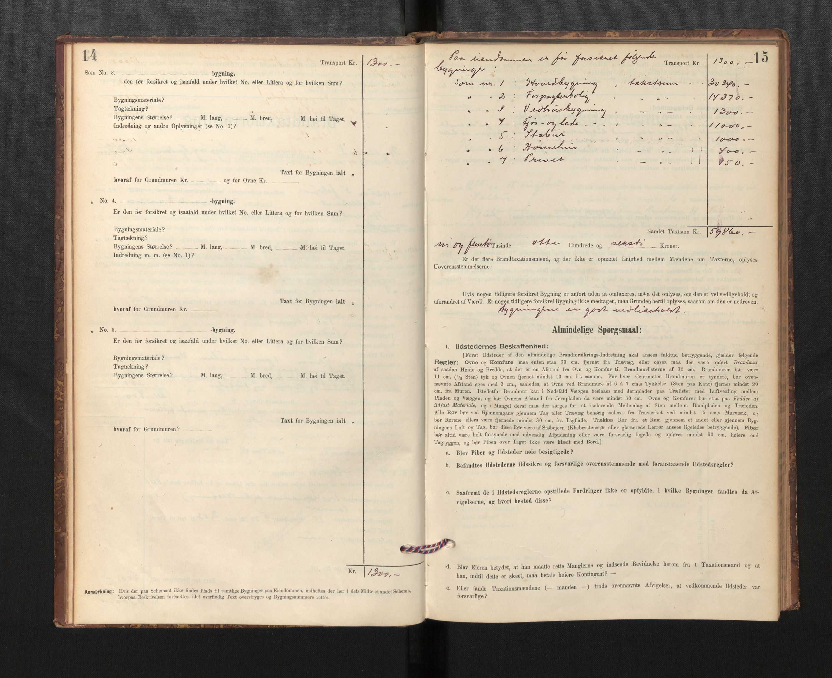 Lensmannen i Hyllestad, AV/SAB-A-28301/0012/L0004: Branntakstprotokoll, skjematakst, 1894-1950, p. 14-15